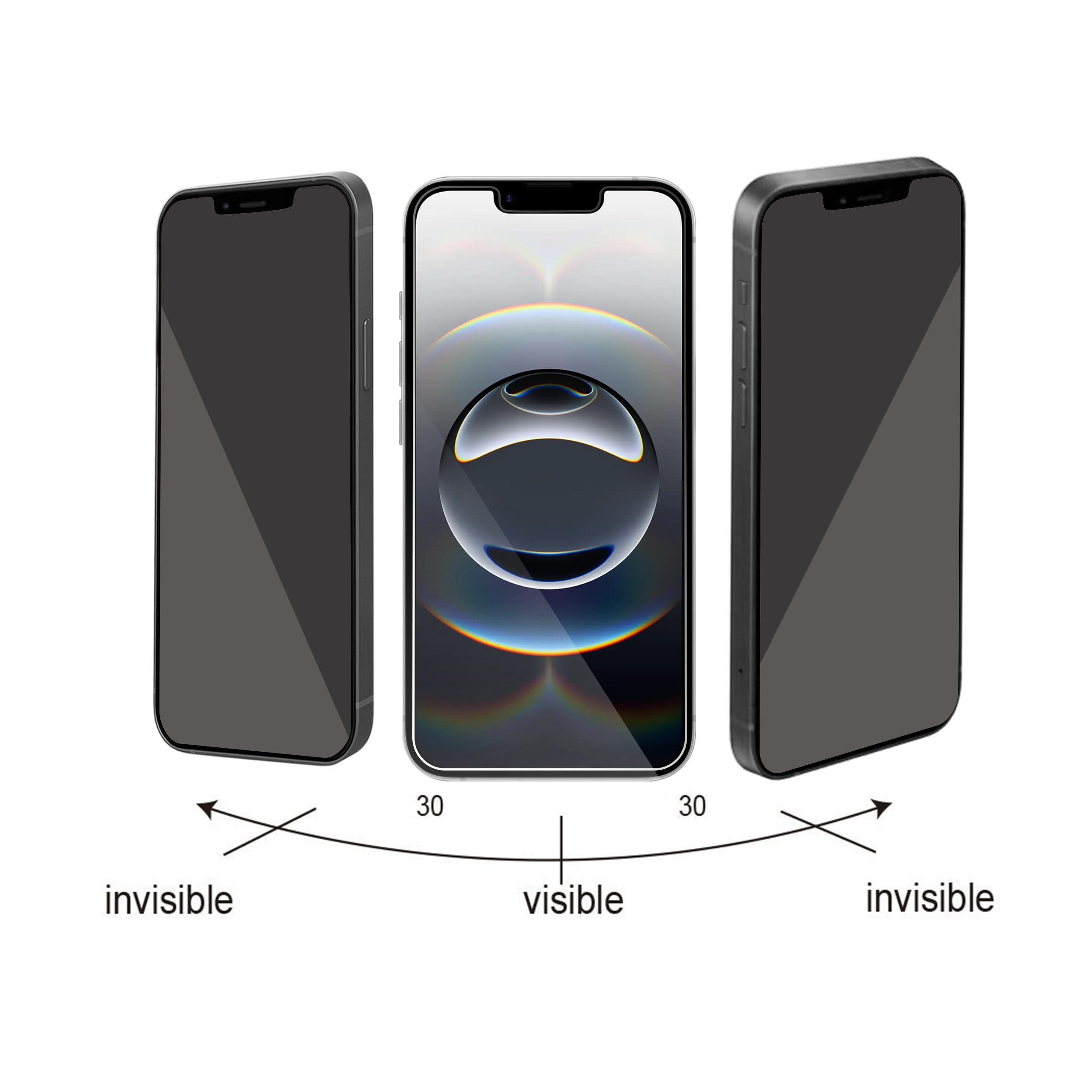 Ailun 2-Pack Privacy Screen Protector for iPhone 16e/14/13/13 Pro (6.1 Inch) - Anti-Spy Tempered Glass, Anti-Scratch, Case Friendly - Perfect for Office, Travel & Personal Data Protection