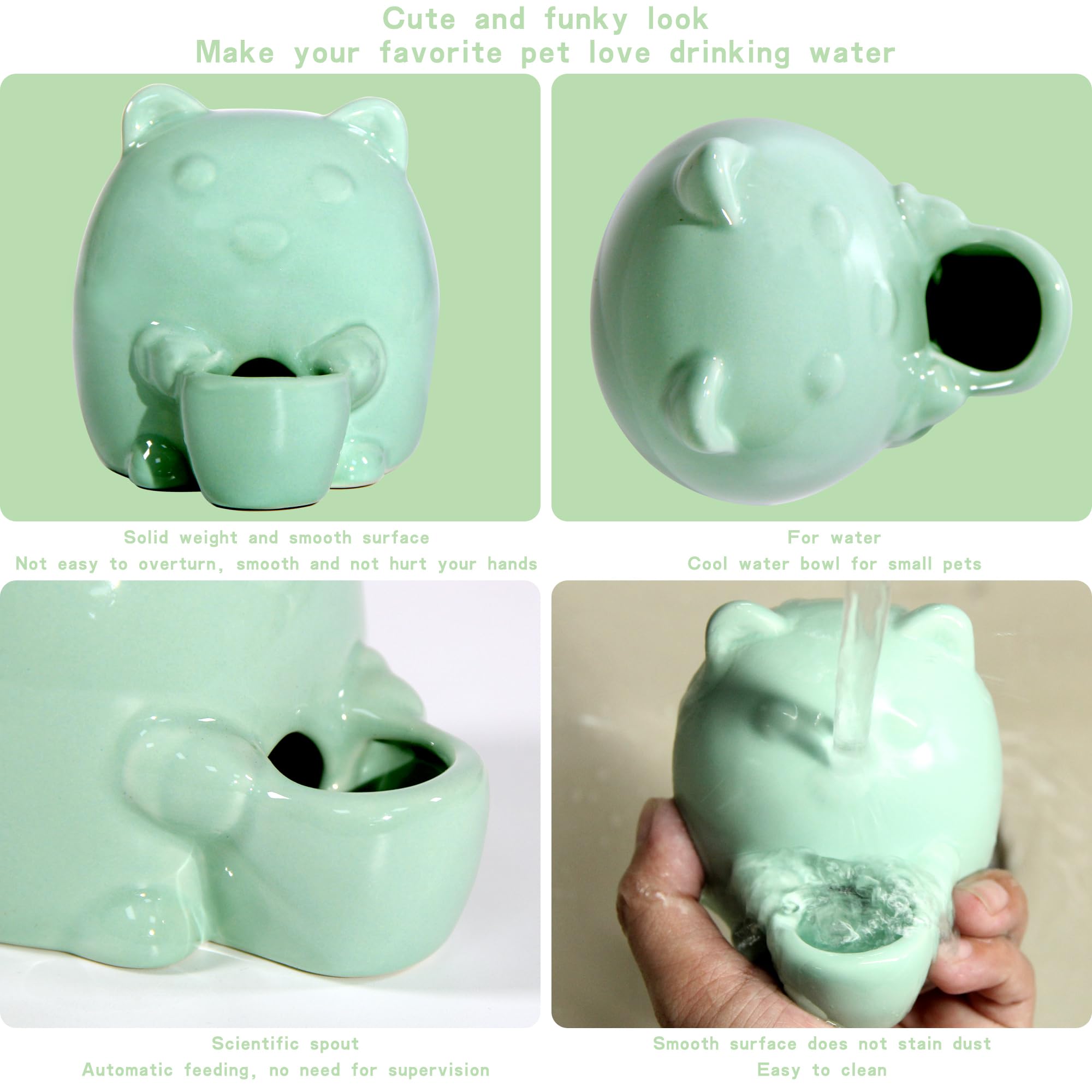 No-Drip Ceramic Hamster Water Bottle for Guinea Pigs, Rabbits, Hedgehogs & Chinchillas - Small Animal Water Dispenser with Leak-Proof Design (Cyan) - Perfect for Cages, Habitats & Travel Carriers