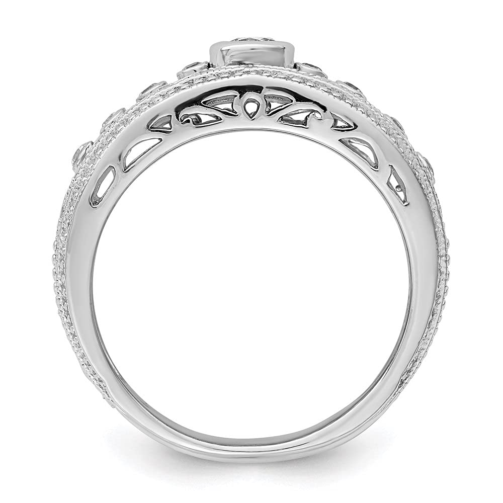Sterling Silver Rhodium Plated Cubic Zirconia Wedding Ring for Women - Elegant CZ Engagement Band, Size 4-10, Perfect for Proposals, Anniversaries & Bridal Jewelry Sets