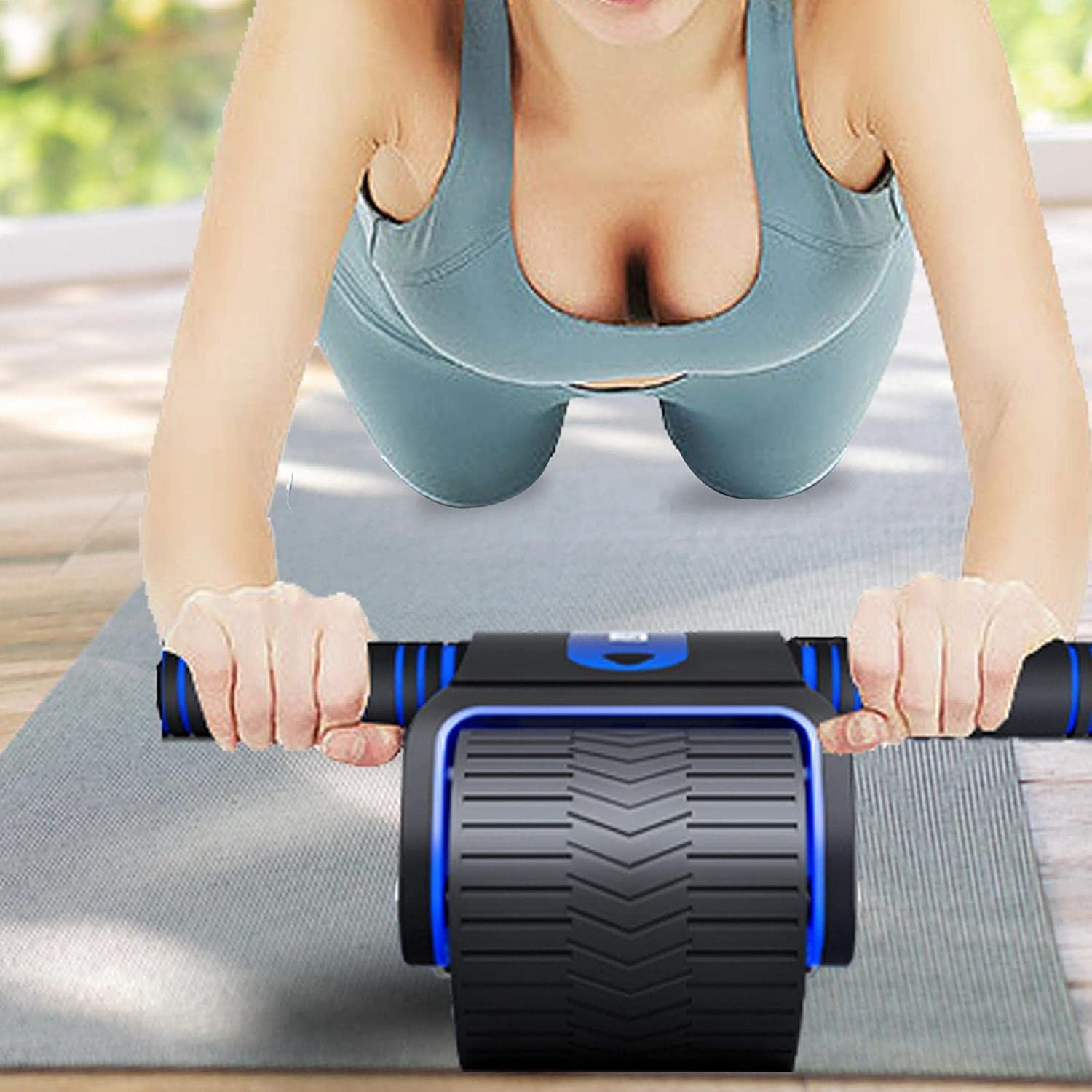 Automatic Rebound Ab Wheel Roller with Exercise Mat - Core Workout Equipment for Home Gym & Abdominal Training | Perfect for Beginners, Fitness Enthusiasts & Home Workouts