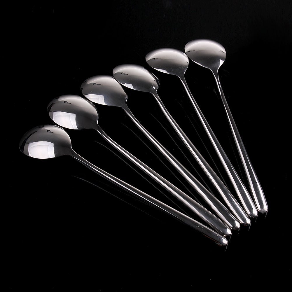 Korean Stainless Steel Long Handle Spoon - 3Pcs Set for Rice, Soup, Iced Tea & Coffee