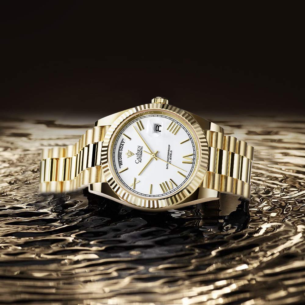 CADISEN Men's Automatic Mechanical Watch with MIYOTA 8285 Movement | Sapphire Crystal Glass | 50M Waterproof | Casual Dress Watch for Business & Everyday Wear