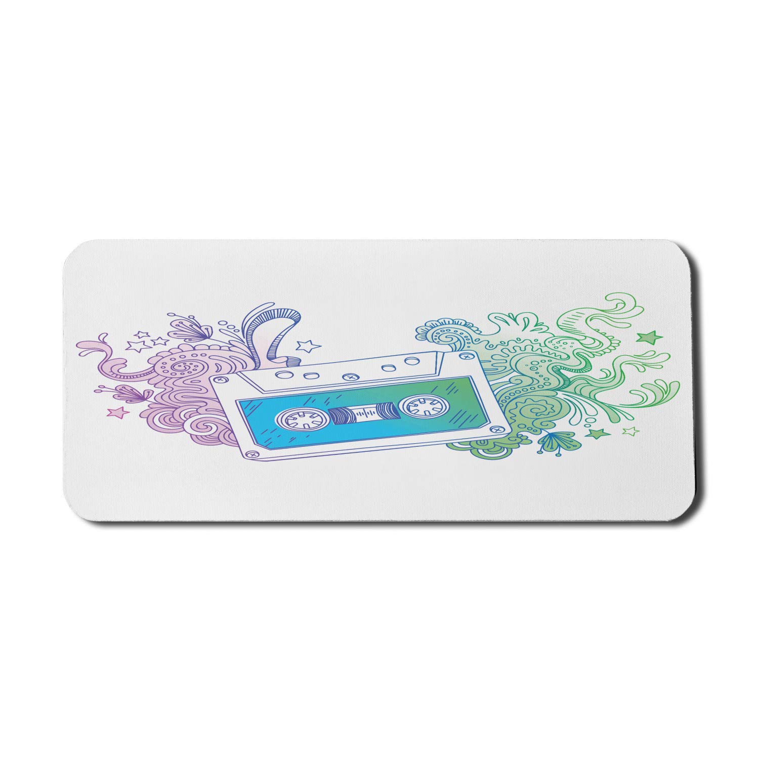 Ambesonne Vintage Cassette Tape Floral Musical Print Non-Slip Rubber Mouse Pad - Extra Large 35
