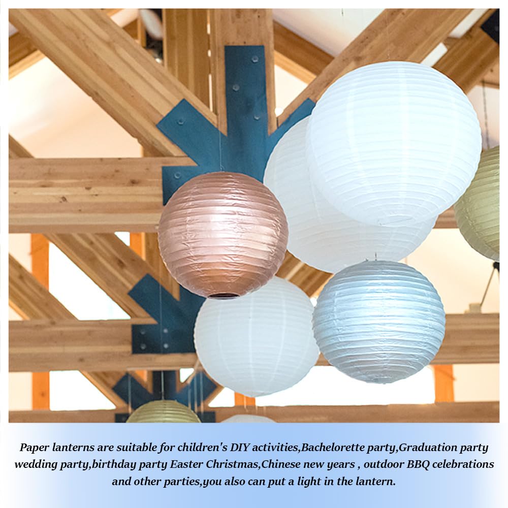 6 Pack 12-Inch White Chinese Japanese Paper Lanterns - Round Hanging Decorations for Halloween, Wedding, Birthday Party, Home & Garden Decor | Indoor/Outdoor Use for Festivals, Events & Asian-Themed Celebrations