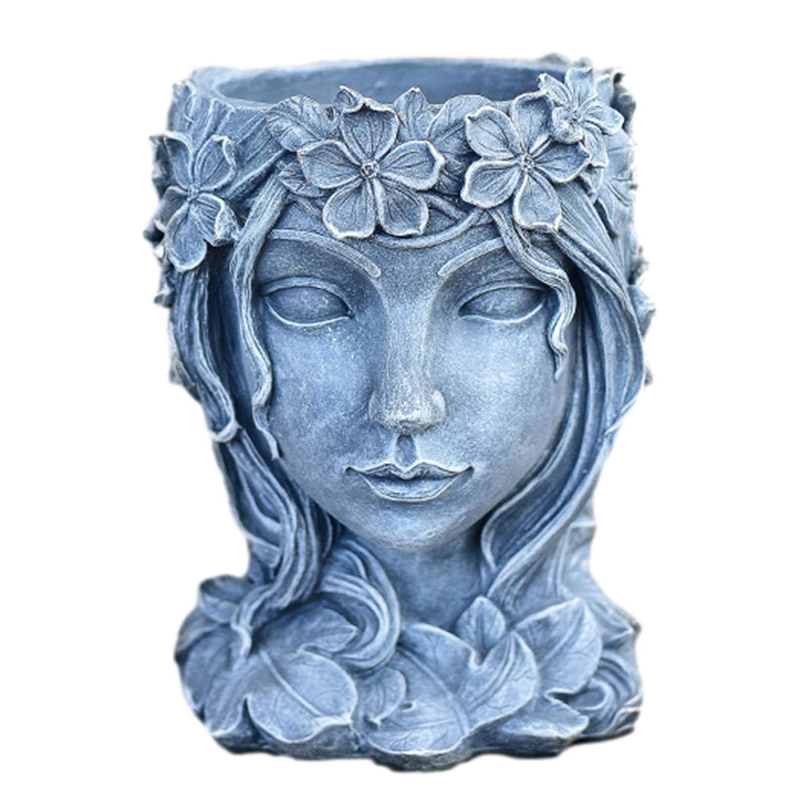 Vintage Goddess Head Planter Statue - Resin Flower Pot for Garden Decor, Home & Office Plant Display - Perfect for Succulents, Herbs & Small Plants