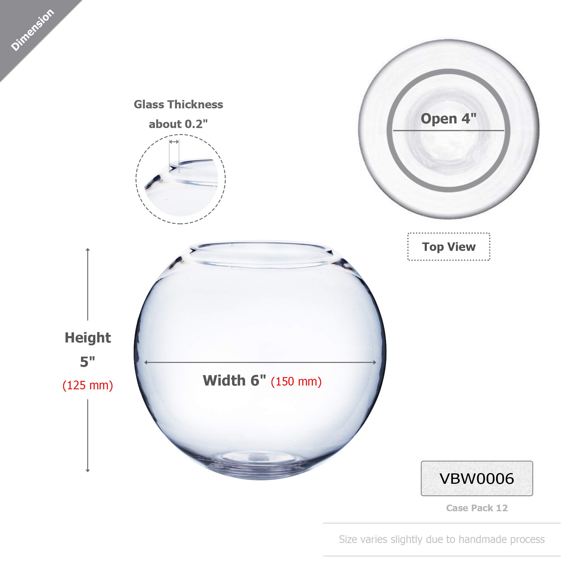 6 Inch Clear Glass Bubble Bowl Vase - 5