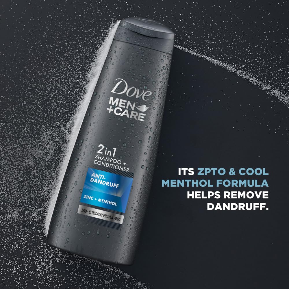 Dove Men+Care Anti Dandruff 2-in-1 Shampoo and Conditioner, 180ml - Hydrating Scalp Care for Men with Flakes & Itch Relief - Perfect for Daily Hair Wash & Grooming Routine