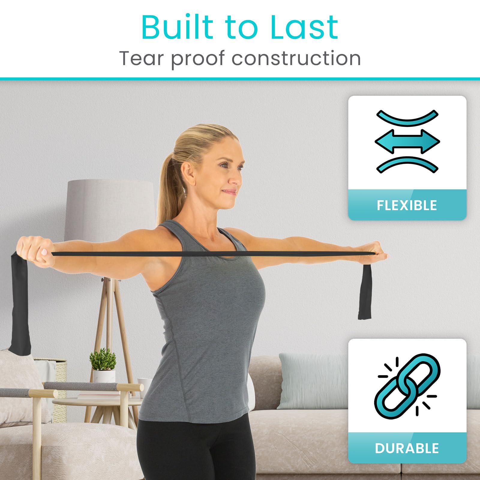 Vive Professional Resistance Bands - 25 Yard Non-Latex Elastic Roll for Physical Therapy, Strength Training & Rehabilitation - Upper & Lower Body Workout for Women & Men - Perfect for Home Gym, Yoga, Pilates and Physical Therapy Sessions