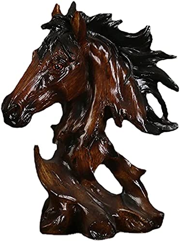 Wooden Horse Head Statue - Handcrafted Animal Sculpture for Home, Bedroom, Living Room & Outdoor Decor - Unique Gift Idea for Housewarming, Wedding & Birthday - Perfect for Cabinets, Desktops & Porch Decoration