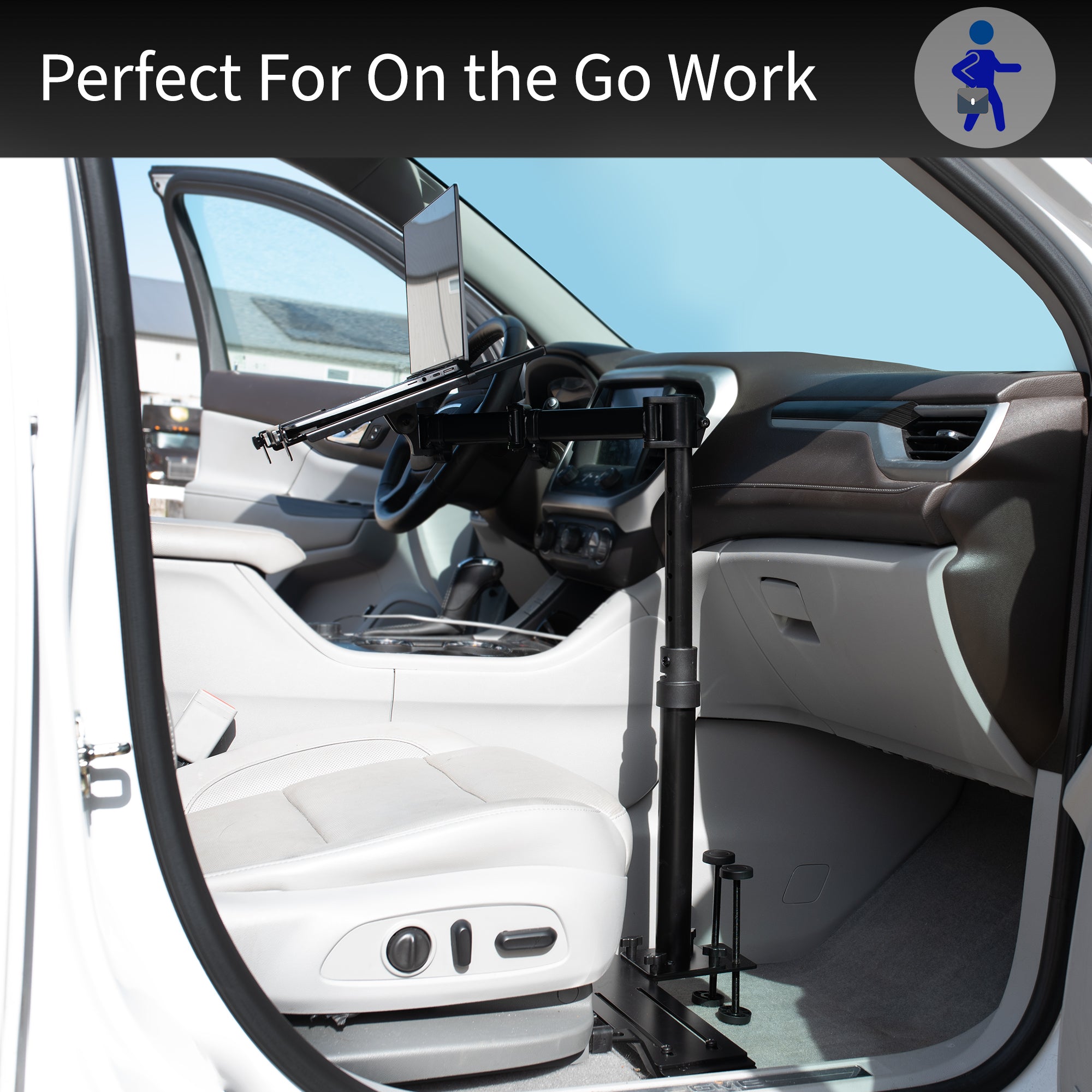 Car Laptop Mount Holder for Vehicles - Adjustable Stand for 10-17 Inch Laptops - Secure Dashboard or Seat Mount - Perfect for Work, Travel & Remote Office Use