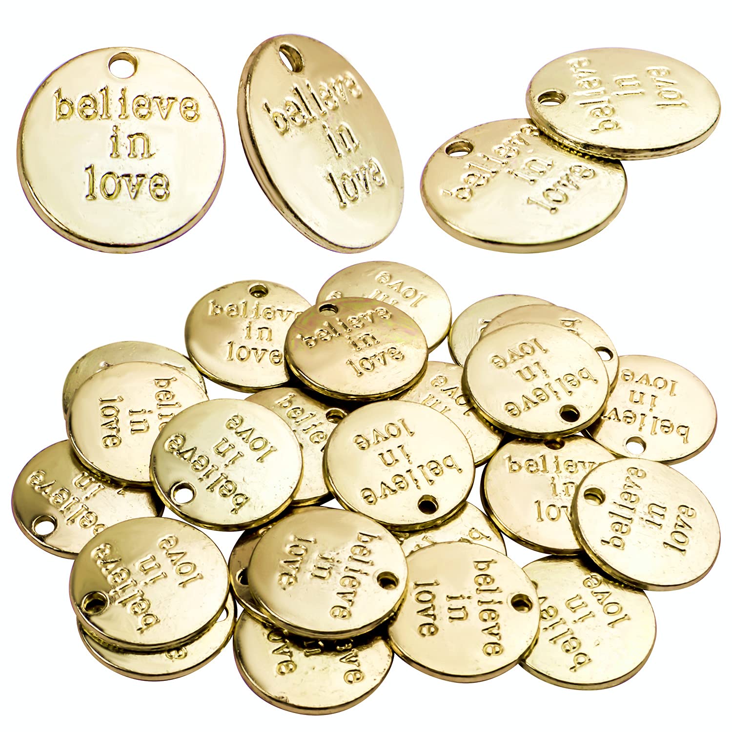 30pcs Inspirational Words Charms - Engraved Lettering Pendants with Motivational Sayings for DIY Jewelry Making, Necklace & Bracelet Craft Supplies (Gold) - Perfect for Gifts, Party Favors, and Personal Keepsakes