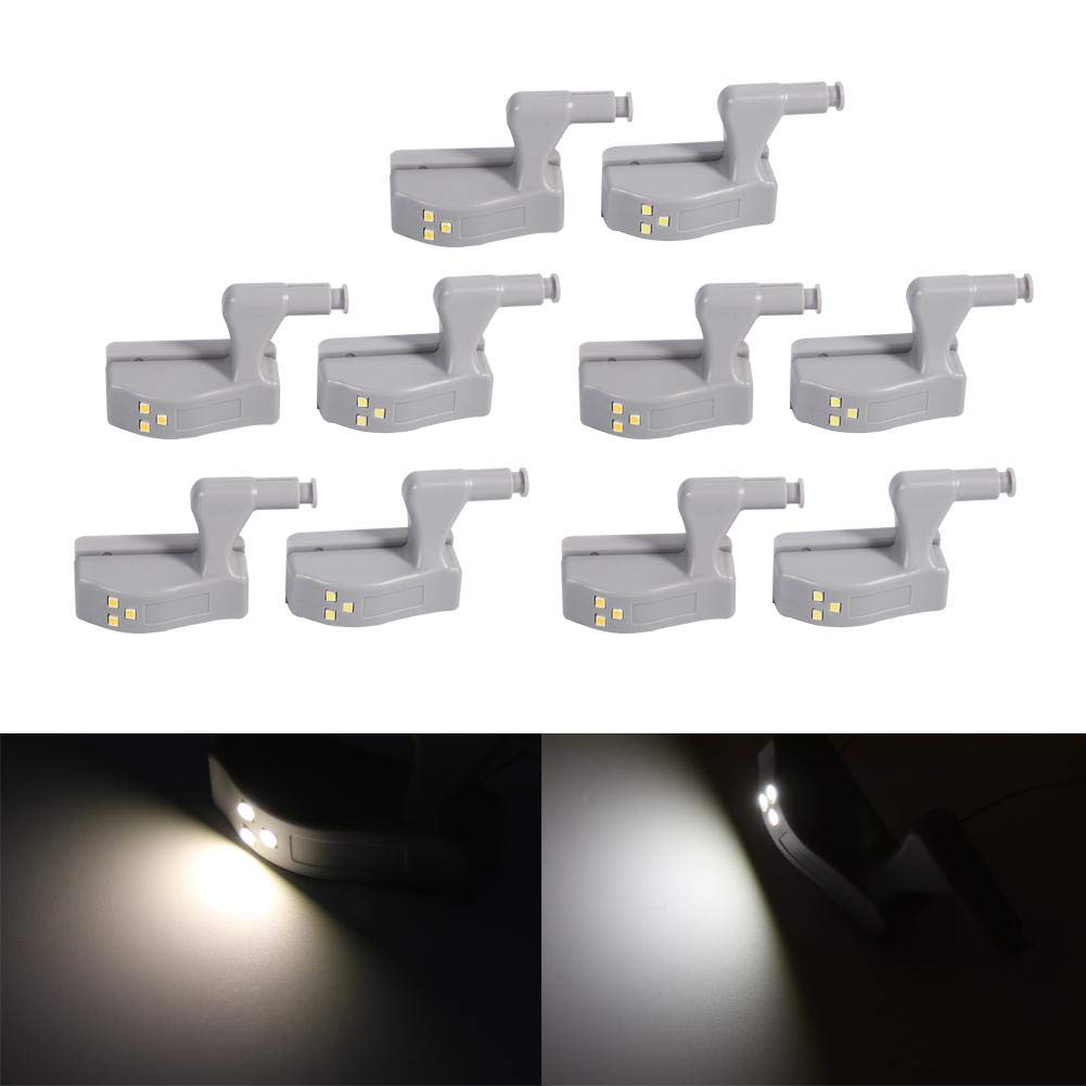 10Pcs Universal Cabinet Hinge LED Lights - Warm White Under Cabinet Lighting for Kitchen, Wardrobe, Closet & Cupboard | Energy Saving Home Decor Lighting Solution for Dark Spaces