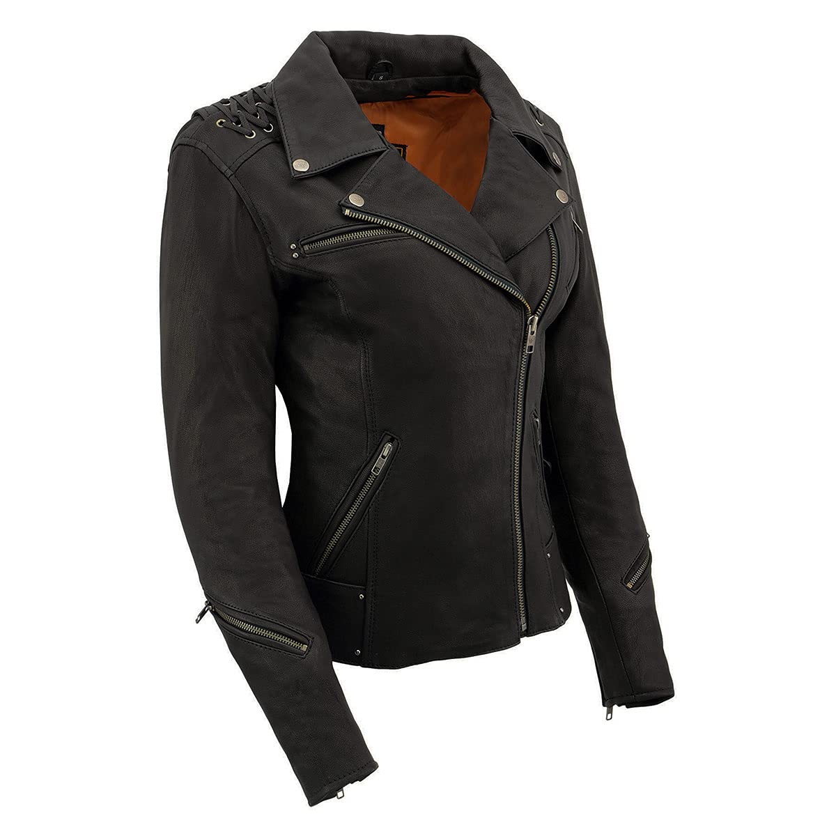 Milwaukee Leather MLL2525 Women's Black Lightweight Leather Jacket - Lace-Up Front Design for Motorcycle Riding & Casual Wear