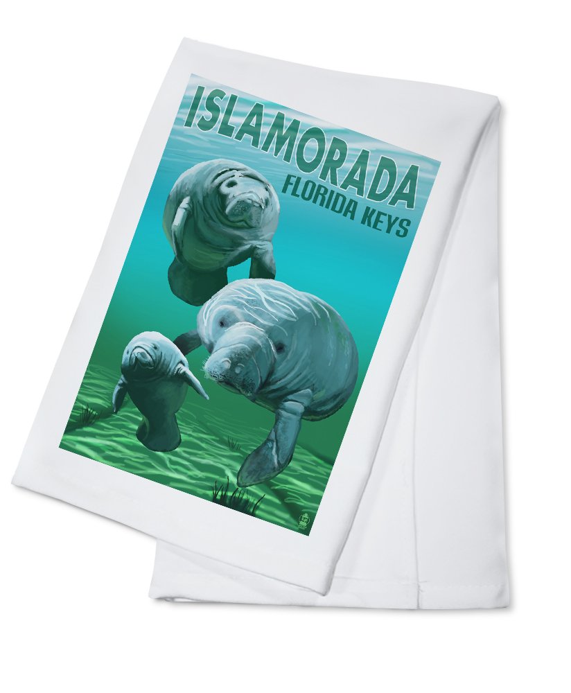 Florida Keys Manatees 100% Cotton Tea Towel - Decorative Kitchen Hand Towel for Home & Gifts | Perfect for Beach House Decor, Coastal Themed Kitchens