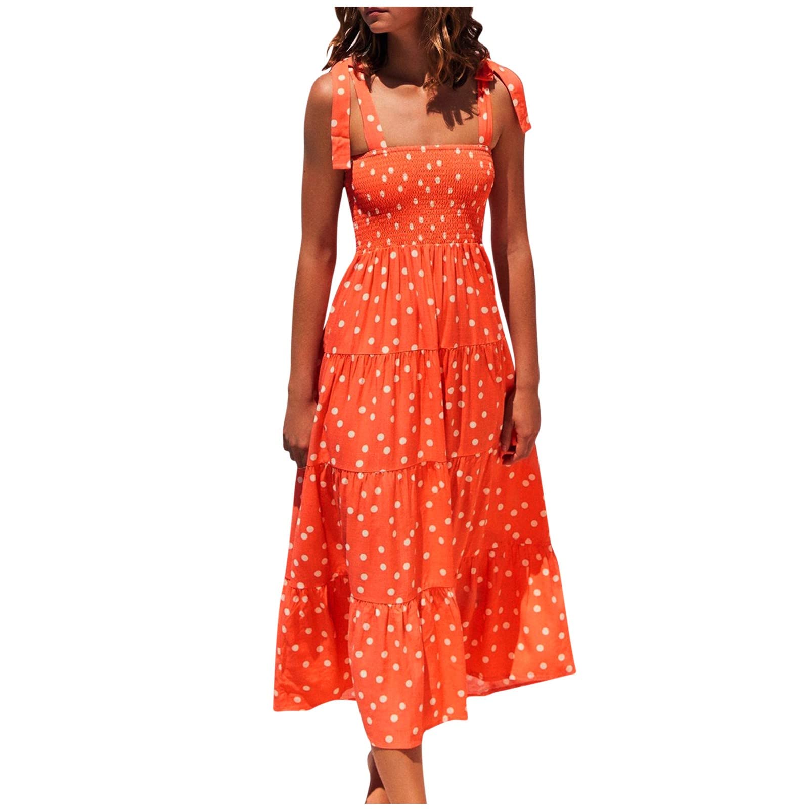 Boho Floral Print Long Beach Dress for Women - Spaghetti Strap Ruffle Sundress, Sleeveless Maxi Dress for Summer | Perfect for Vacations, Beach Parties & Casual Outings