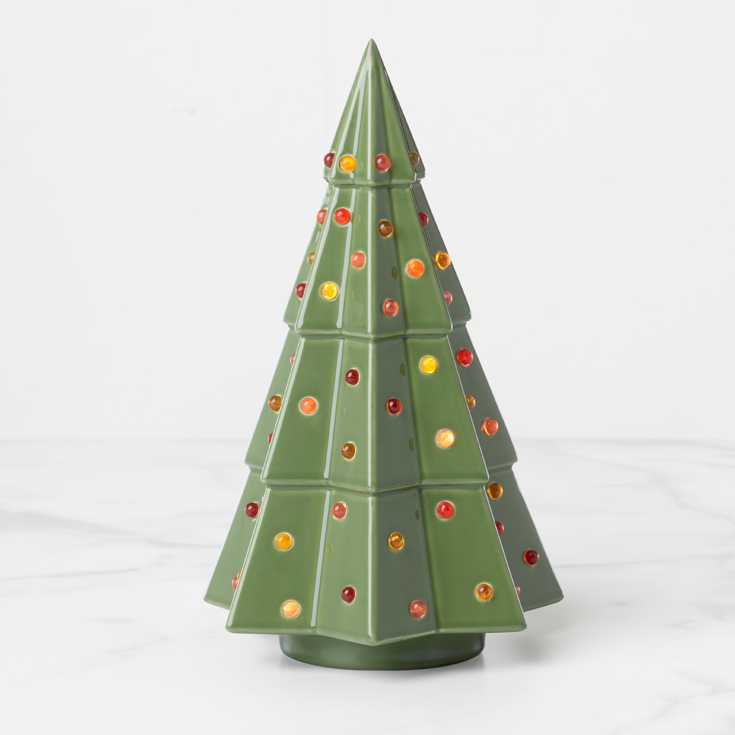 Evergreen Large Lit Tree Figurine - Christmas Holiday Decor for Home, Office & Outdoor - Perfect for Xmas Tree Topper, Mantel Display & Winter Decorations