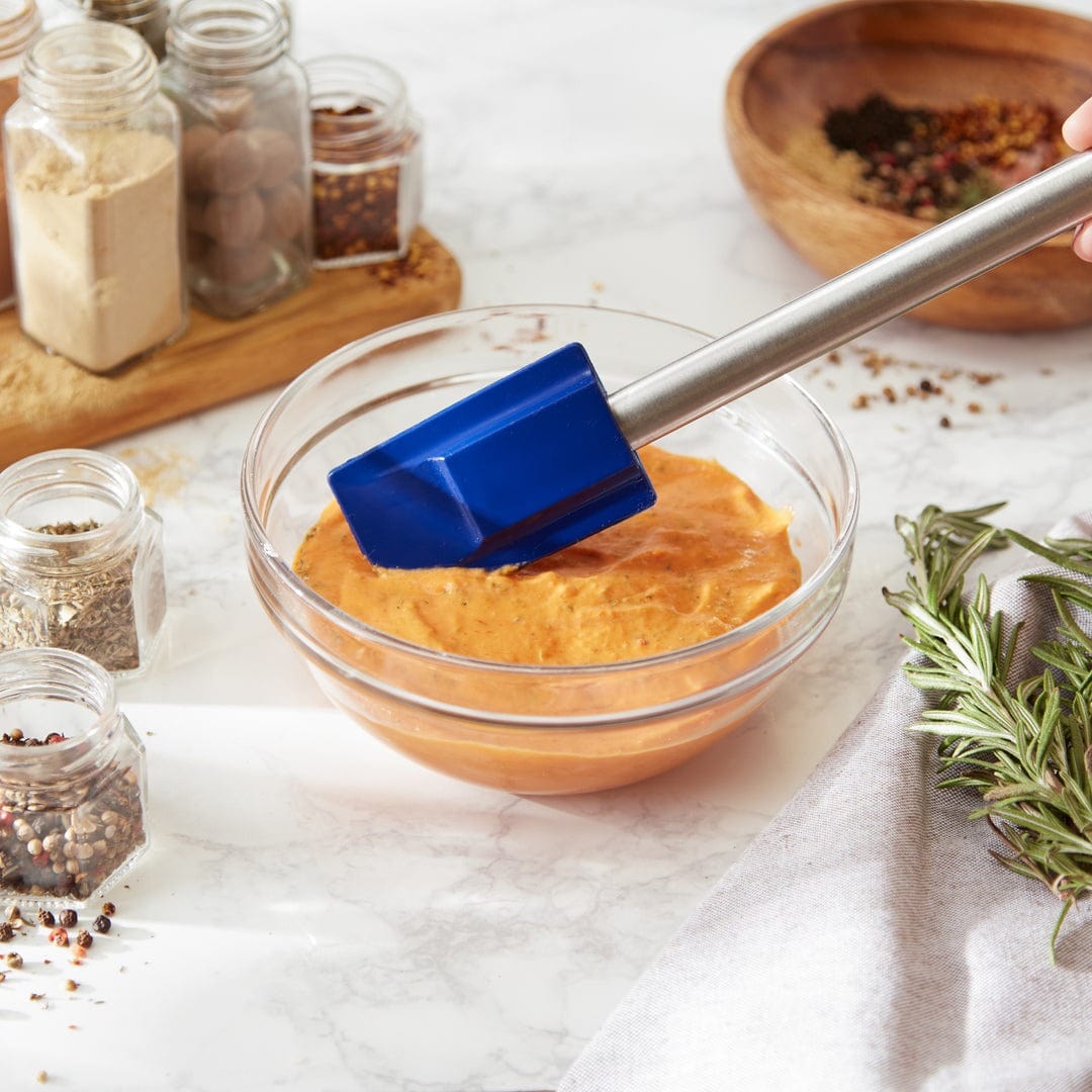 Premium Silicone Spatula with Stainless Steel Handle - Large Blue Kitchen Utensil for Baking, Cooking & Mixing - Heat Resistant & Non-Slip Grip