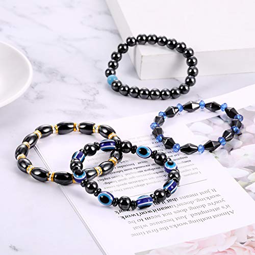 Hicarer 10-Pack Magnetic Hematite Bracelets for Men & Women - Natural Stone Beaded Bracelet Set with 10 Stylish Designs | Pain Relief, Stress Relief & Energy Balancing Jewelry for Daily Wear & Gifting