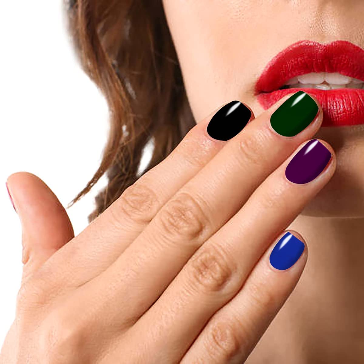 JERCLITY 16 Sheets Solid Color Nail Stickers - Full Nail Wraps, Real Nail Polish Strips for Women, Bright Color Gel Nail Strips with Nail File - Perfect for Nail Art, DIY Manicures, and Home Salon Use