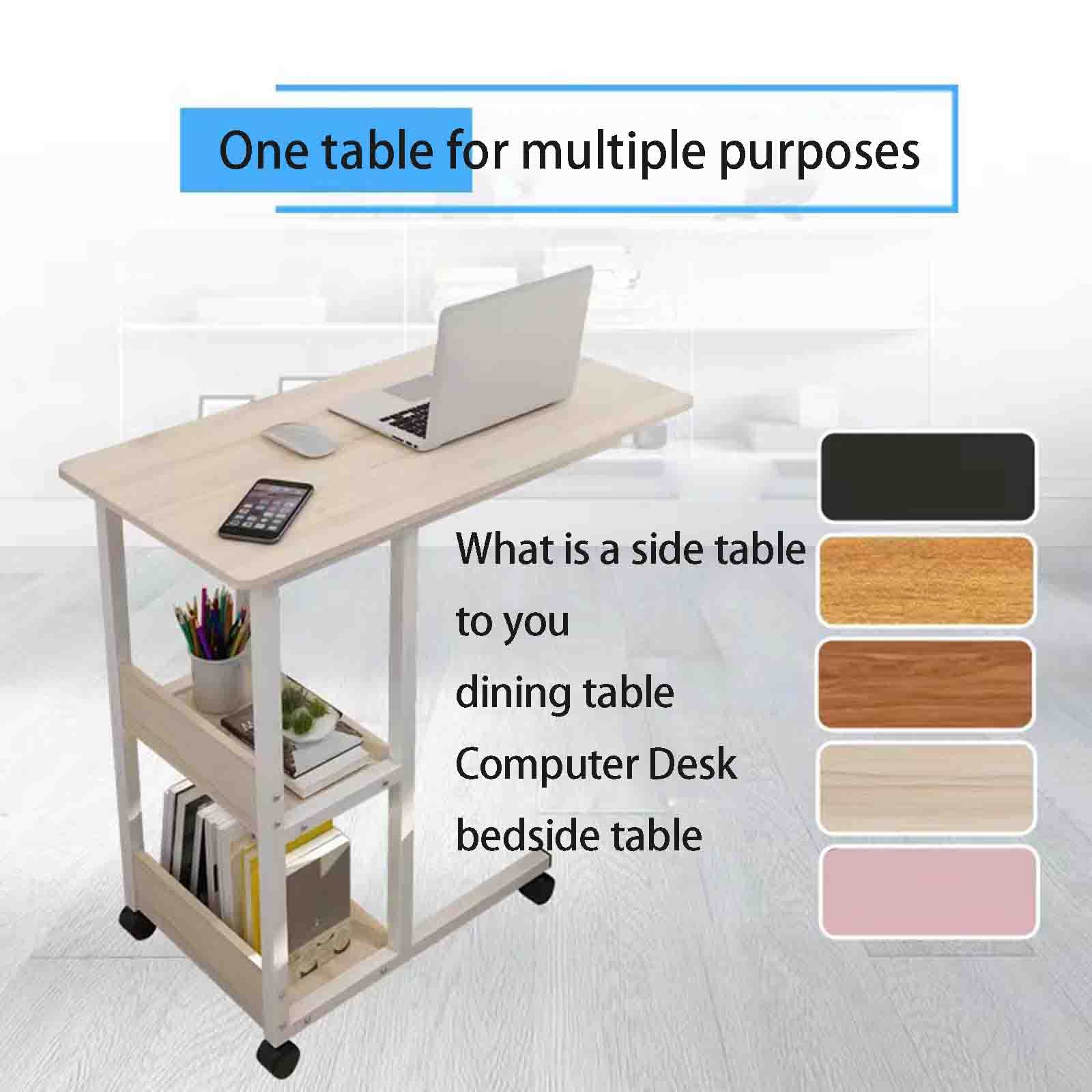 Adjustable Overbed Table with Wheels - Portable Mobile Bedside Table, Manual Height Lift Desk for Keyboard, Laptop & Meals - Ideal for Hospital, Medical & Home Use