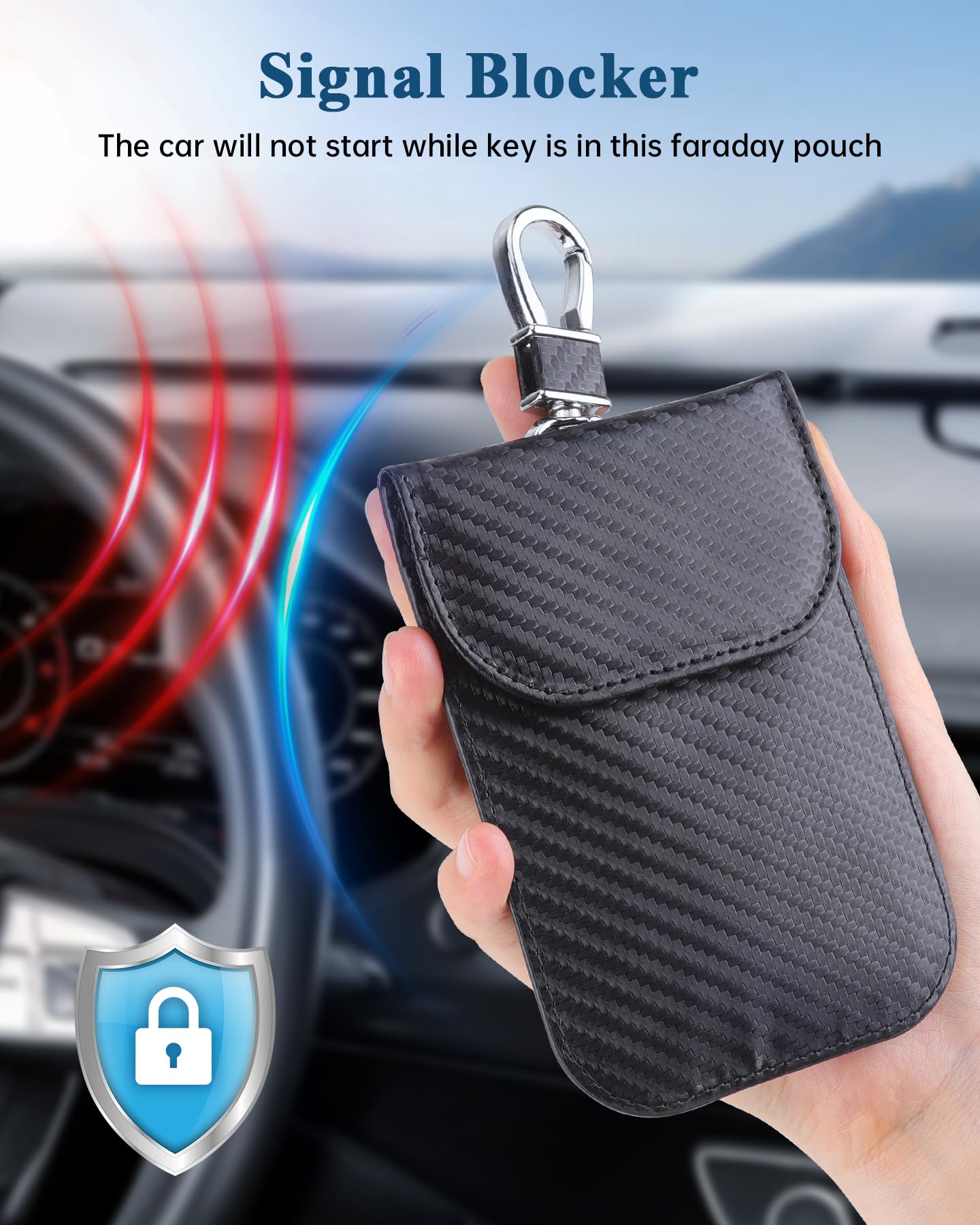 Teskyer 2 Pack Faraday Key Fob Protector Bags - RFID Signal Blocking Anti-Theft Pouch for Car Keys (3.7