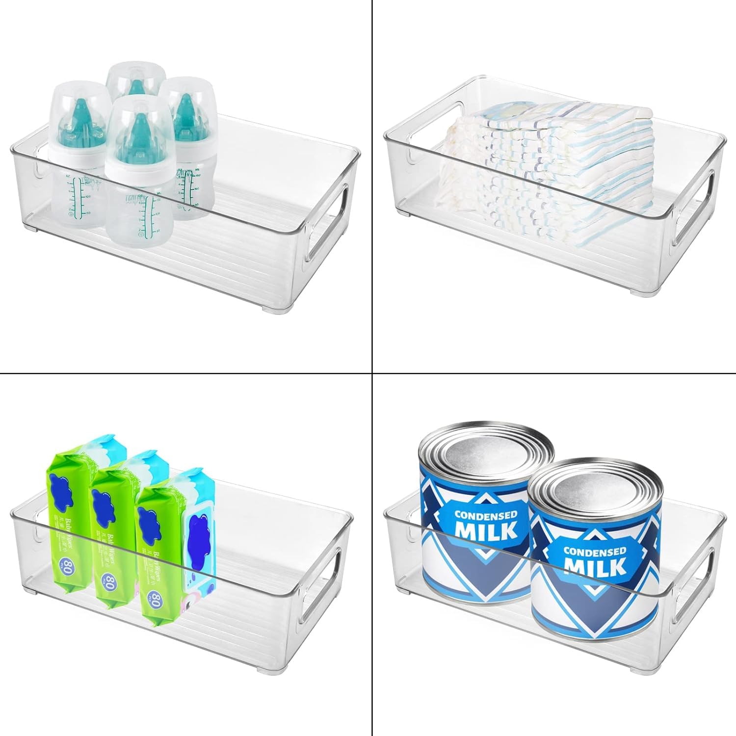 YeeBeny Baby Bottle Organizer & Food Storage Container - 2 Pack Plastic Organizer for Baby Bottles, Jars, Kitchen Cabinet, Pantry, Fridge | Space Saving Nursery & Kitchen Organization Solution for Busy Moms
