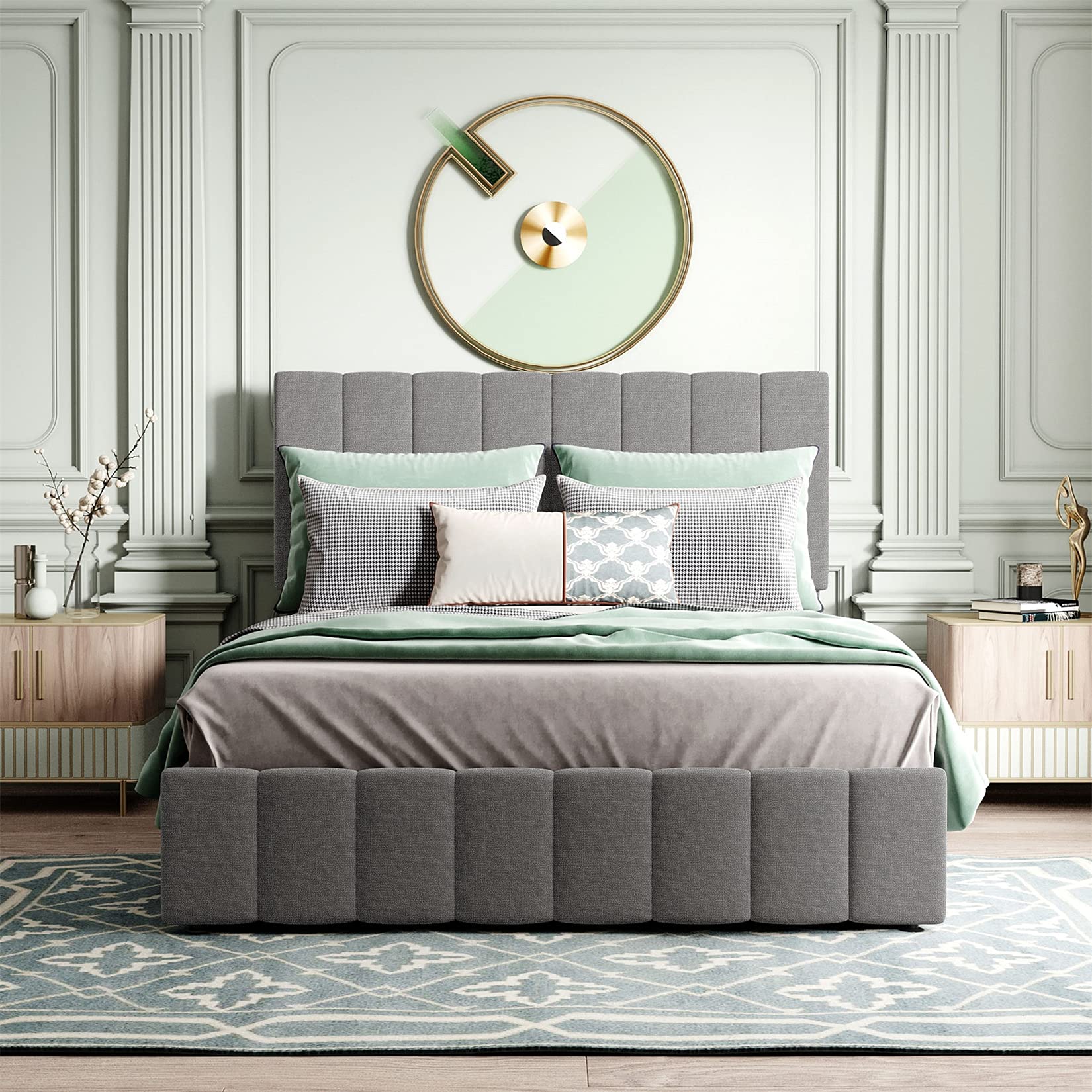 Full Storage Bed Frame with Upholstered Headboard - Space Saving for Small Bedrooms