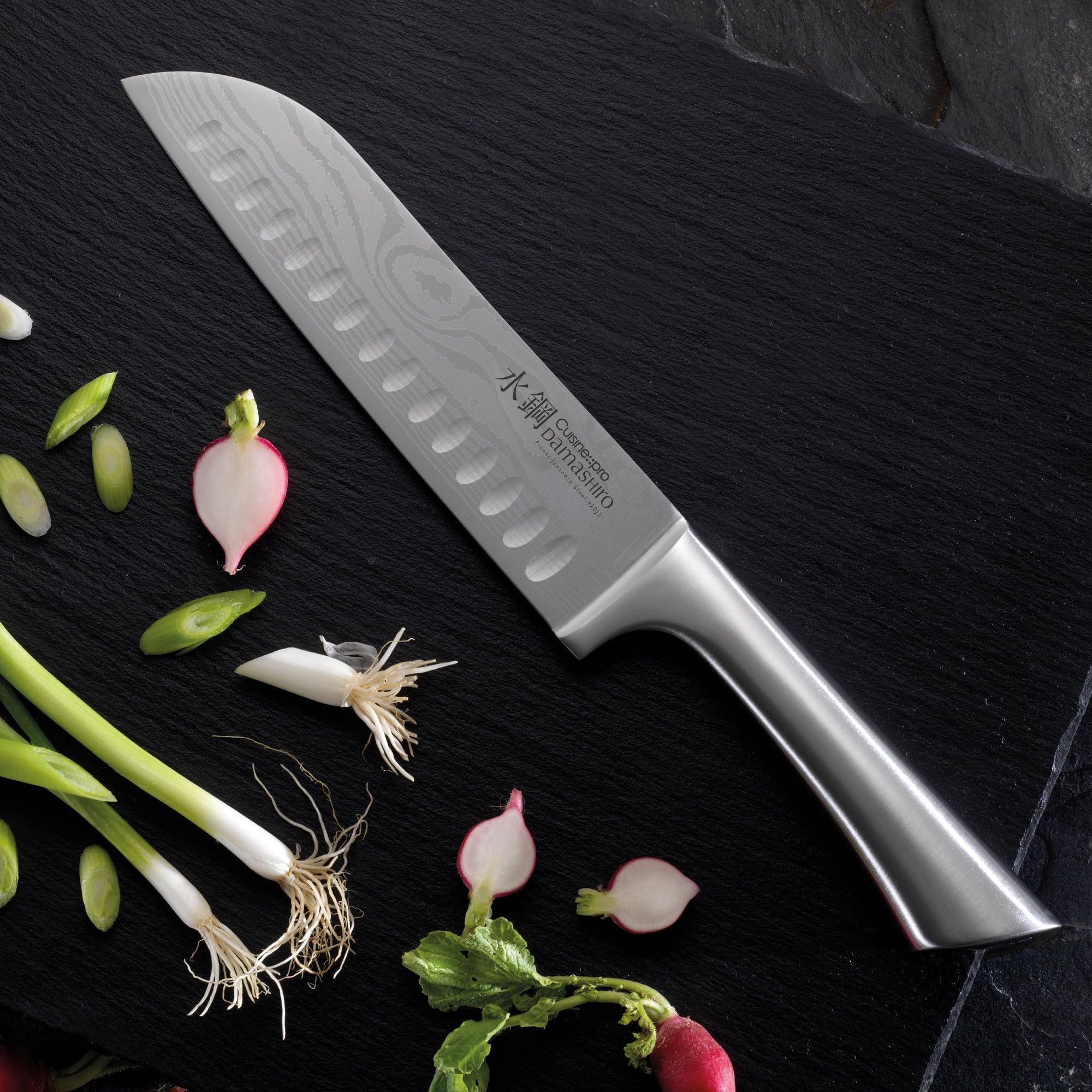 Premium Japanese Damascus Knife Block Set - 7-Piece Razor Sharp Chef Knives with Stylish Wooden Holder - Perfect for Home Cooking, Professional Kitchens & Gourmet Food Preparation