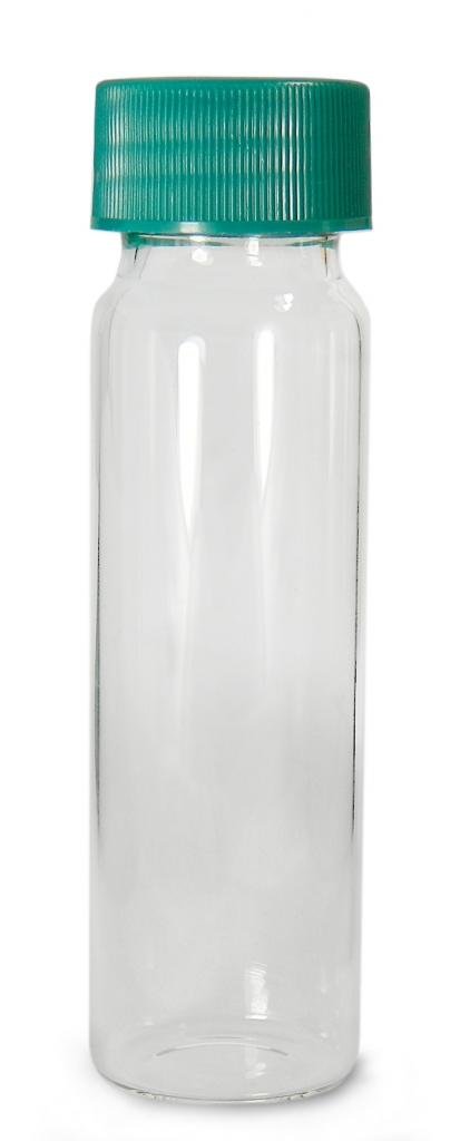 Clear Borosilicate Vacuum & Ionized Sample Vials with Green Thermoset F217 & PTFE Cap - Pack of 72 | Ideal for Laboratory Testing, Chemical Storage & Scientific Research