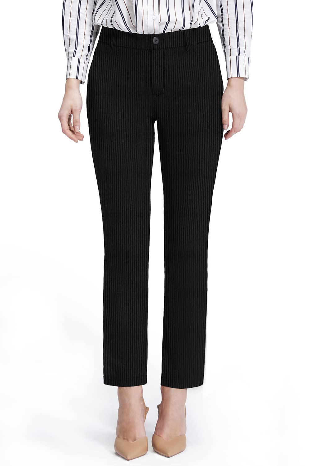 Harsmile Women's Slim Stretch Dress Pants with Pockets - Black Work Slacks for Office & Casual Wear | Professional & Comfortable Women's Trousers