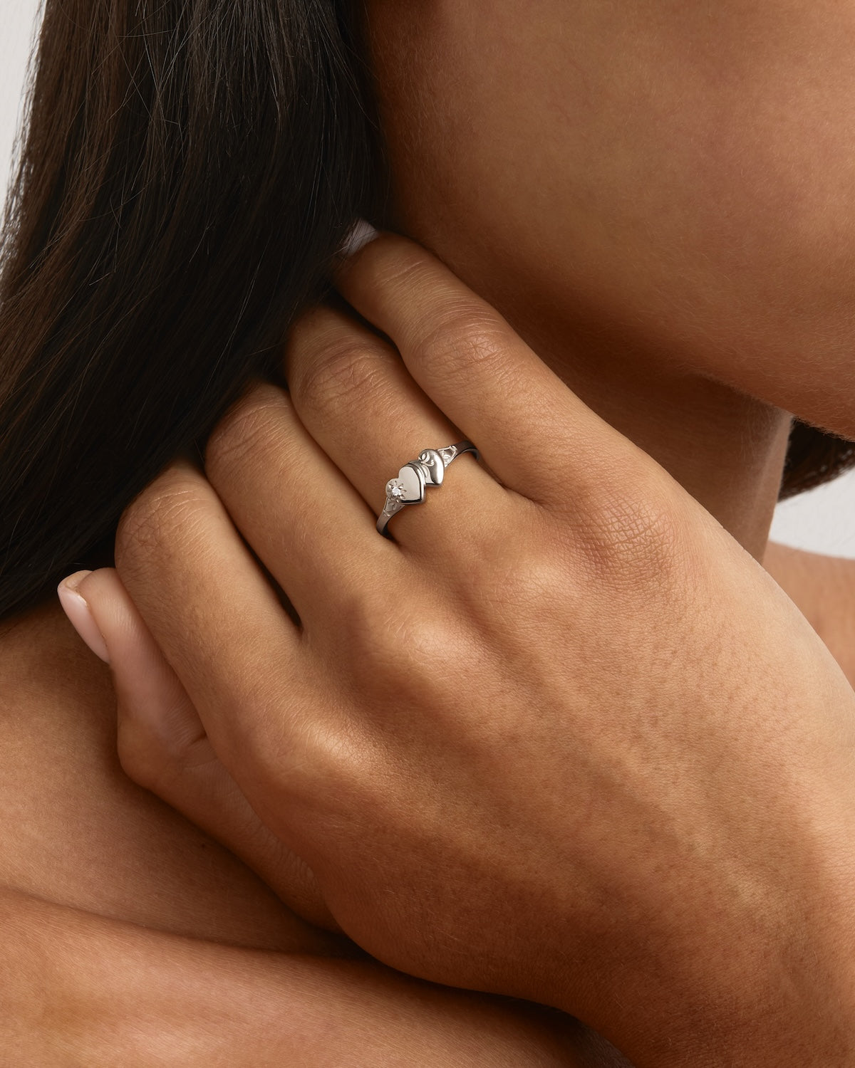 Sterling Silver Forever Intertwined Heart Signet Ring for Women - Elegant Couple Promise Ring, Anniversary Gift for Her - Perfect for Valentine's Day, Weddings & Romantic Occasions