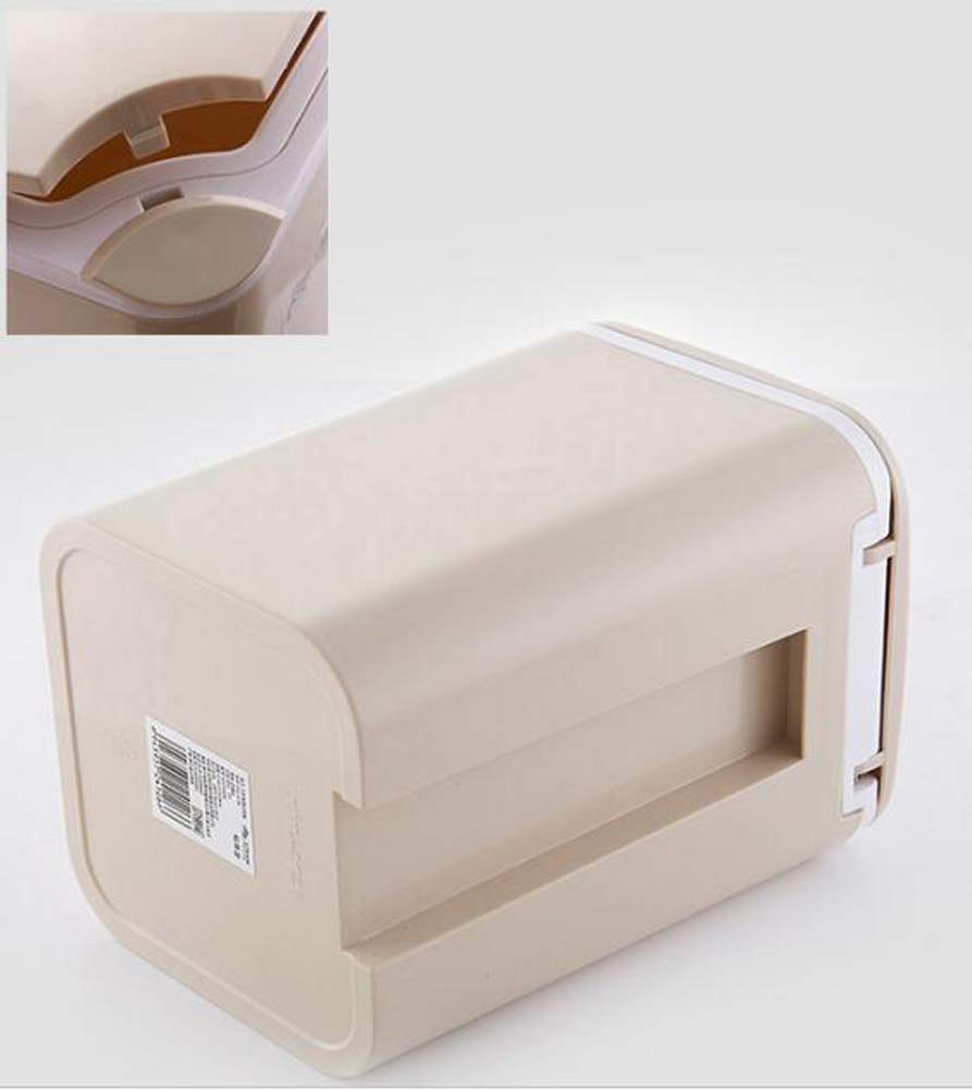 Hflove Mini Plastic Table Top Press Trash Can - Small Countertop Garbage Bin for Kitchen, Office, or Bathroom (Khaki) | Compact Waste Basket for Desks, Sinks, and Workstations