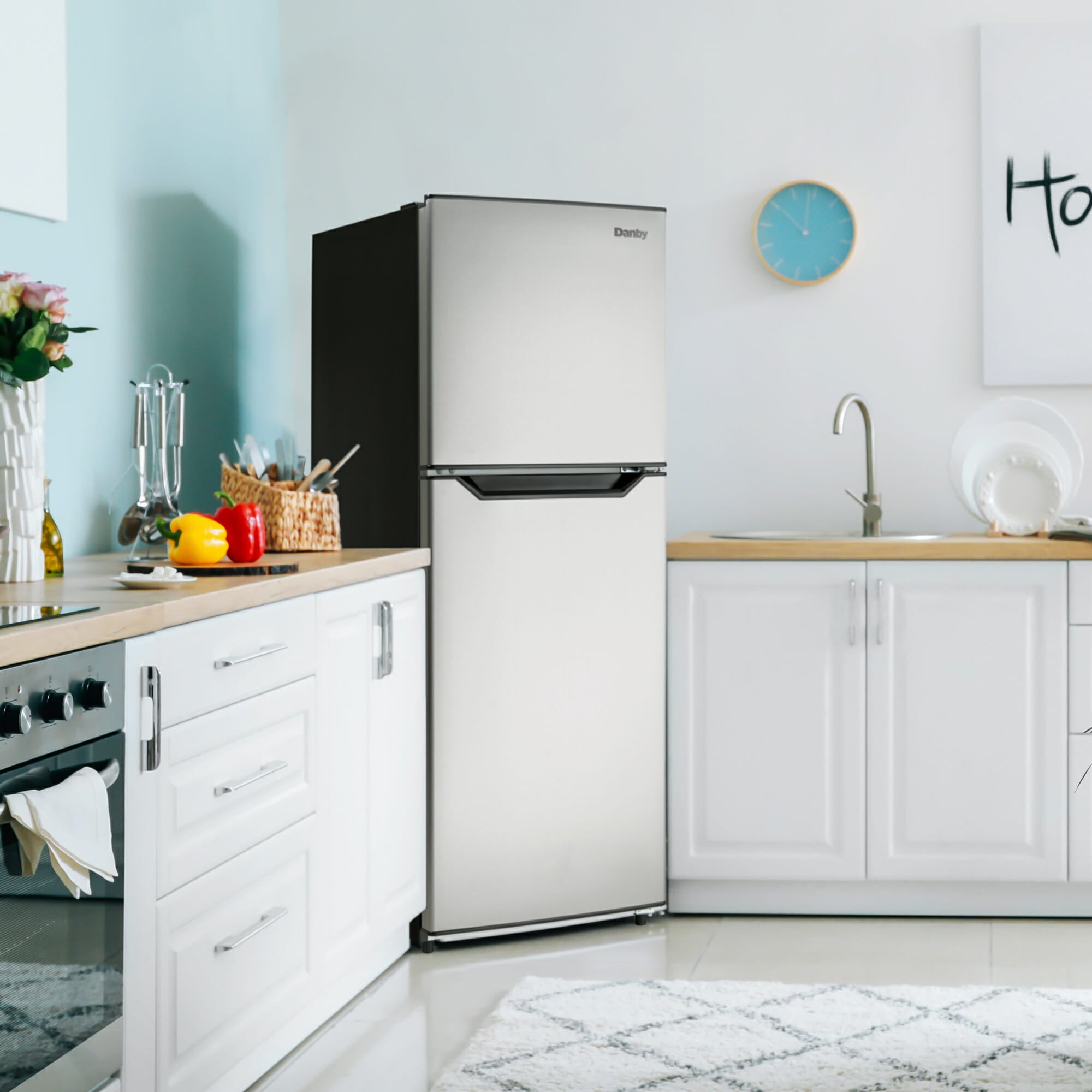 Danby DFF116B2SSDBR 11.6 cu. ft. Compact Refrigerator - Stainless Steel Top Freezer Apartment Fridge for Small Spaces, Dorms & Studio Kitchens