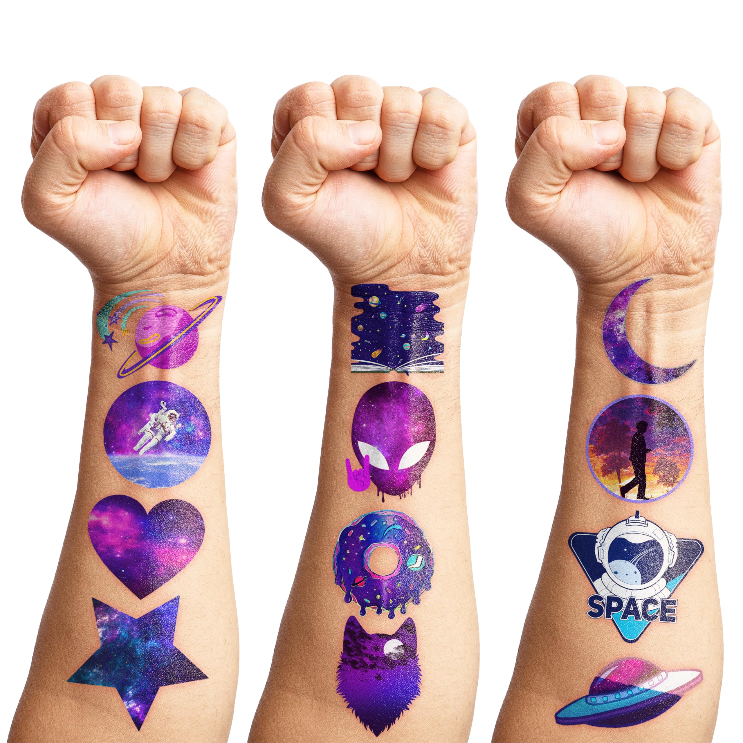 88PCS Galaxy Temporary Tattoos - Space Themed Party Decorations, Kids Birthday Favors, Classroom Rewards & School Prizes | Perfect for Space Birthday Parties, School Events & Gift Giving