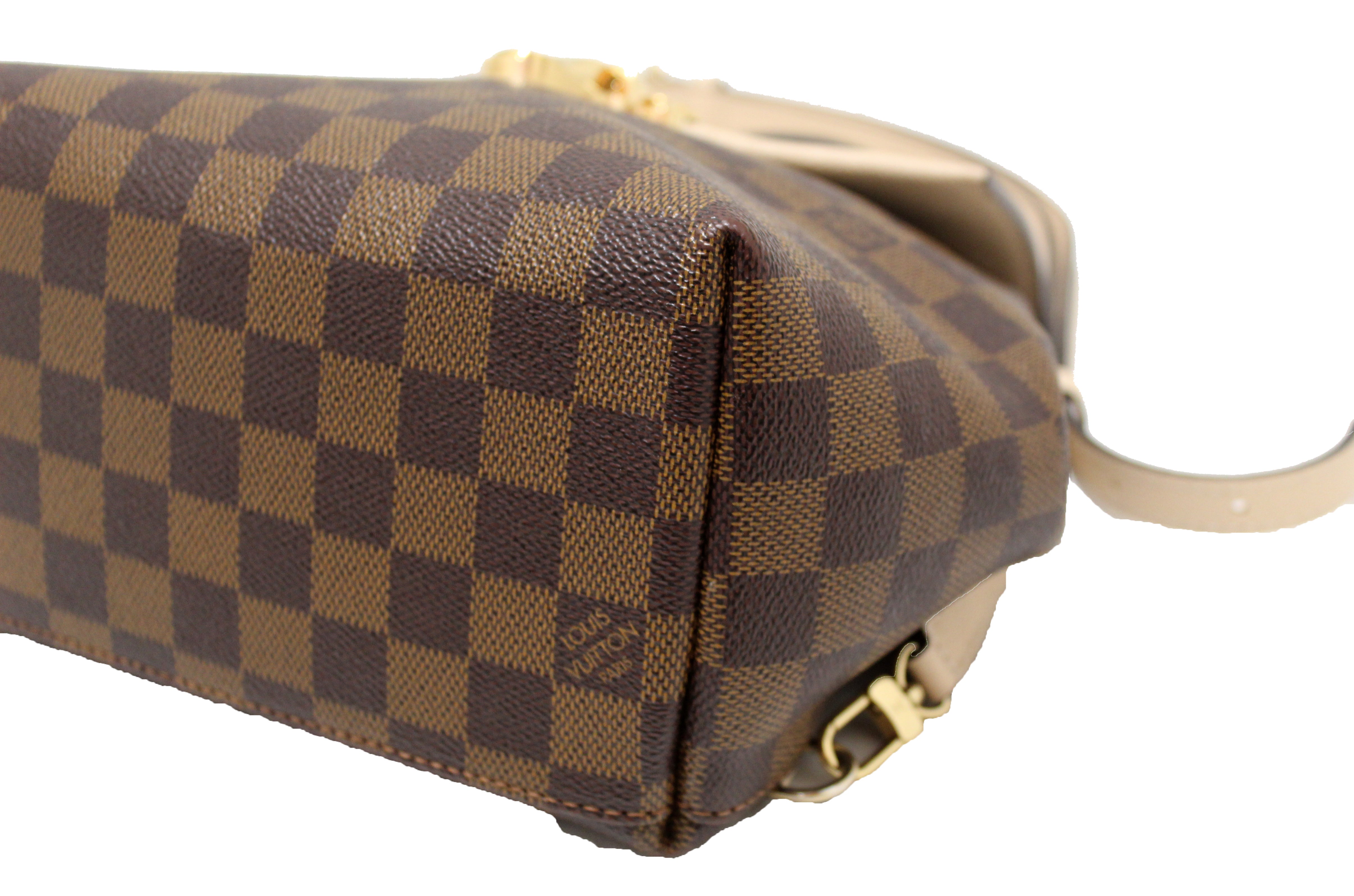 Authentic Louis Vuitton Damier Ebene Canvas & Cream Leather Clapton Backpack for Women - Luxury Designer Travel Bag for Work, School & Everyday Use