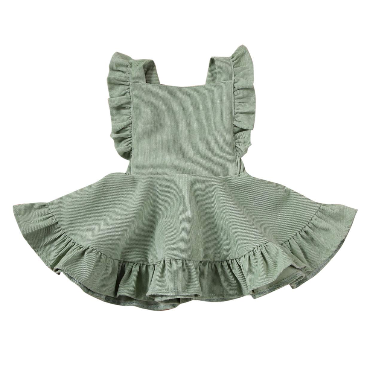 Vohawsa Toddler Baby Girl Velvet Backless Ruffle Strap Overalls Skirt - Solid Suspender Tutu Dress for Fall Spring Summer - Perfect for Birthday Parties, Photo Shoots & Casual Outings