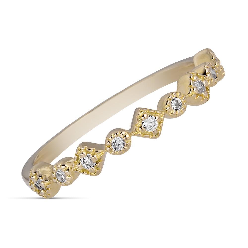 14K Gold 0.10 CTW Diamond Stackable Ring Set - Square & Round Wedding Bands for Women, Perfect for Anniversary Gifts & Everyday Elegance