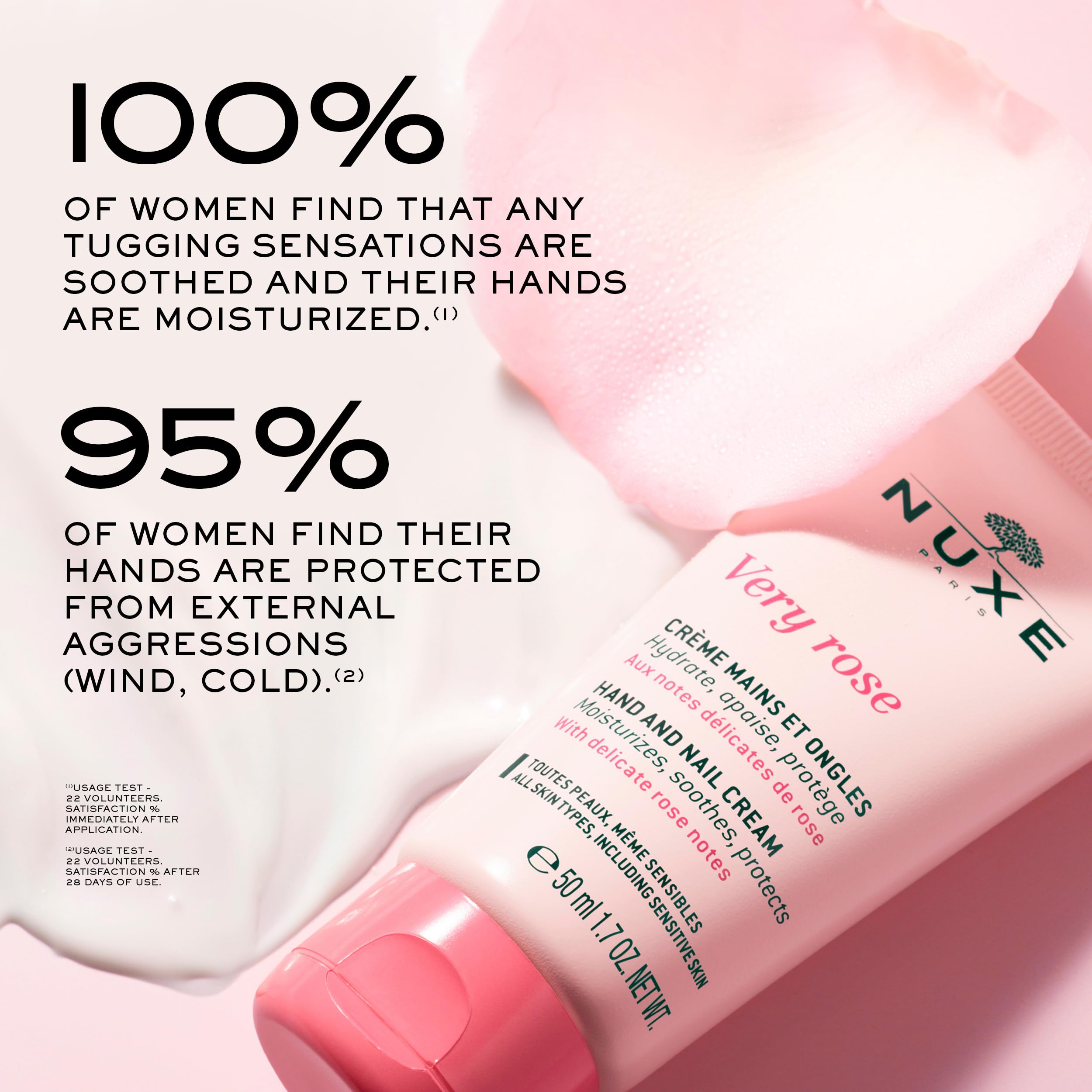 Nuxe Very Rose Hand and Nail Cream - Hydrating & Soothing Hand Moisturizer with Rose Oil Extract, Aloe Vera & Glycerin, 1.7 Fl Oz - Perfect for Dry Hands, Cuticle Care & Daily Nourishment