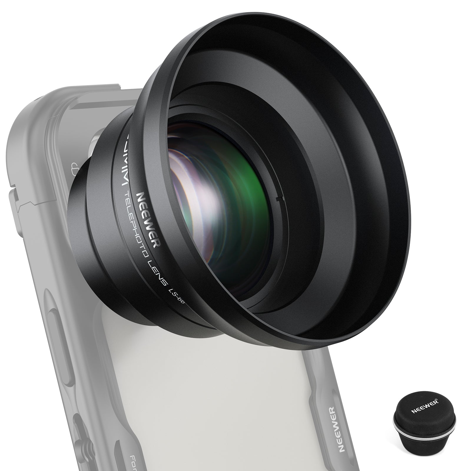 NEEWER LS 66 65mm HD Telephoto Lens for Smartphones - 17mm Thread & Lens Hood Included - Perfect for Travel, Wildlife & Portrait Photography