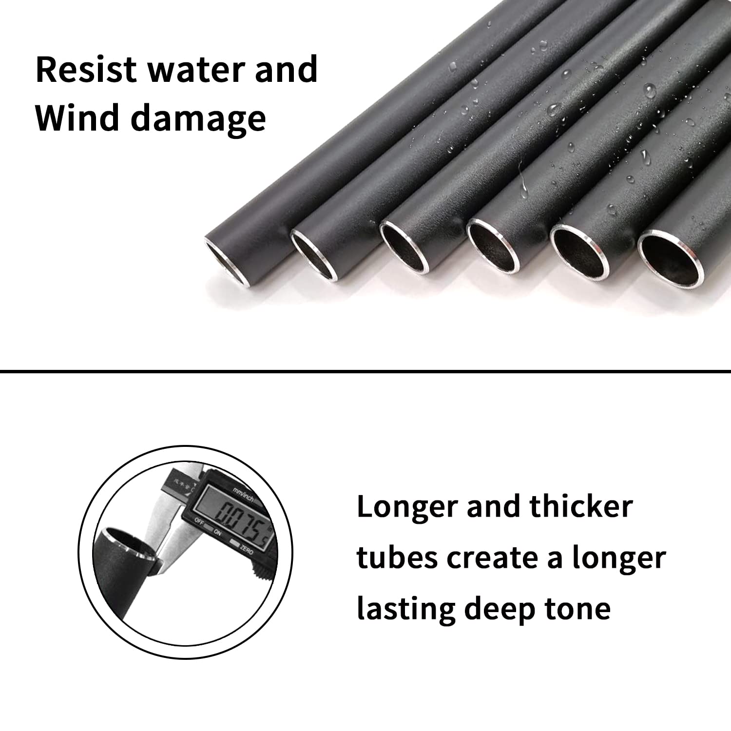 Outdoor Wind Chimes with 6 Tuned Tubes - Elegant Garden & Patio Windchime in Black for Relaxing Outdoor Decor