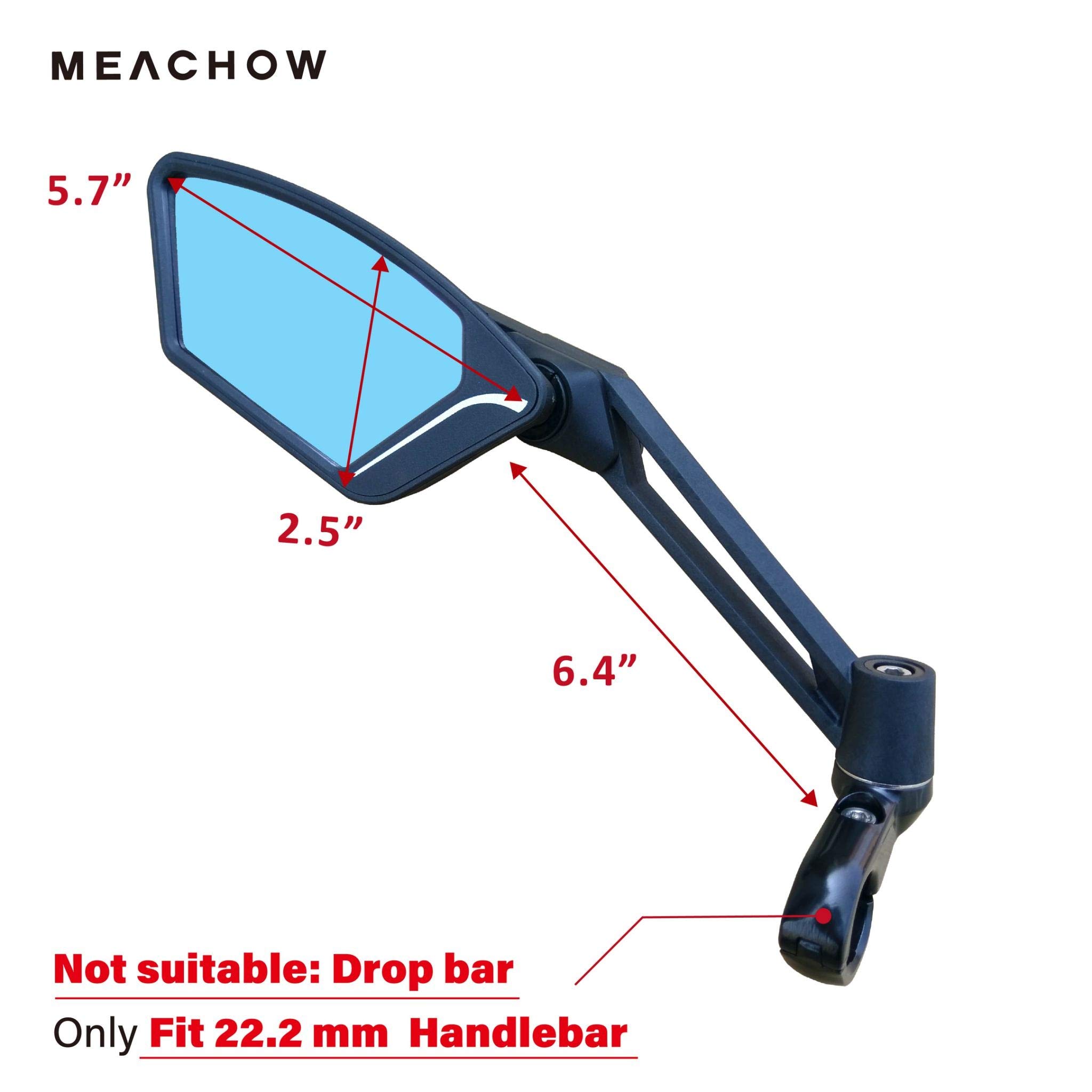 MEACHOW Scratch-Resistant Glass Lens Bike Mirror - Adjustable Handlebar Rearview Mirror for Safe Cycling (ME-003) | Perfect for Road Bikes, Mountain Bikes & Commuting