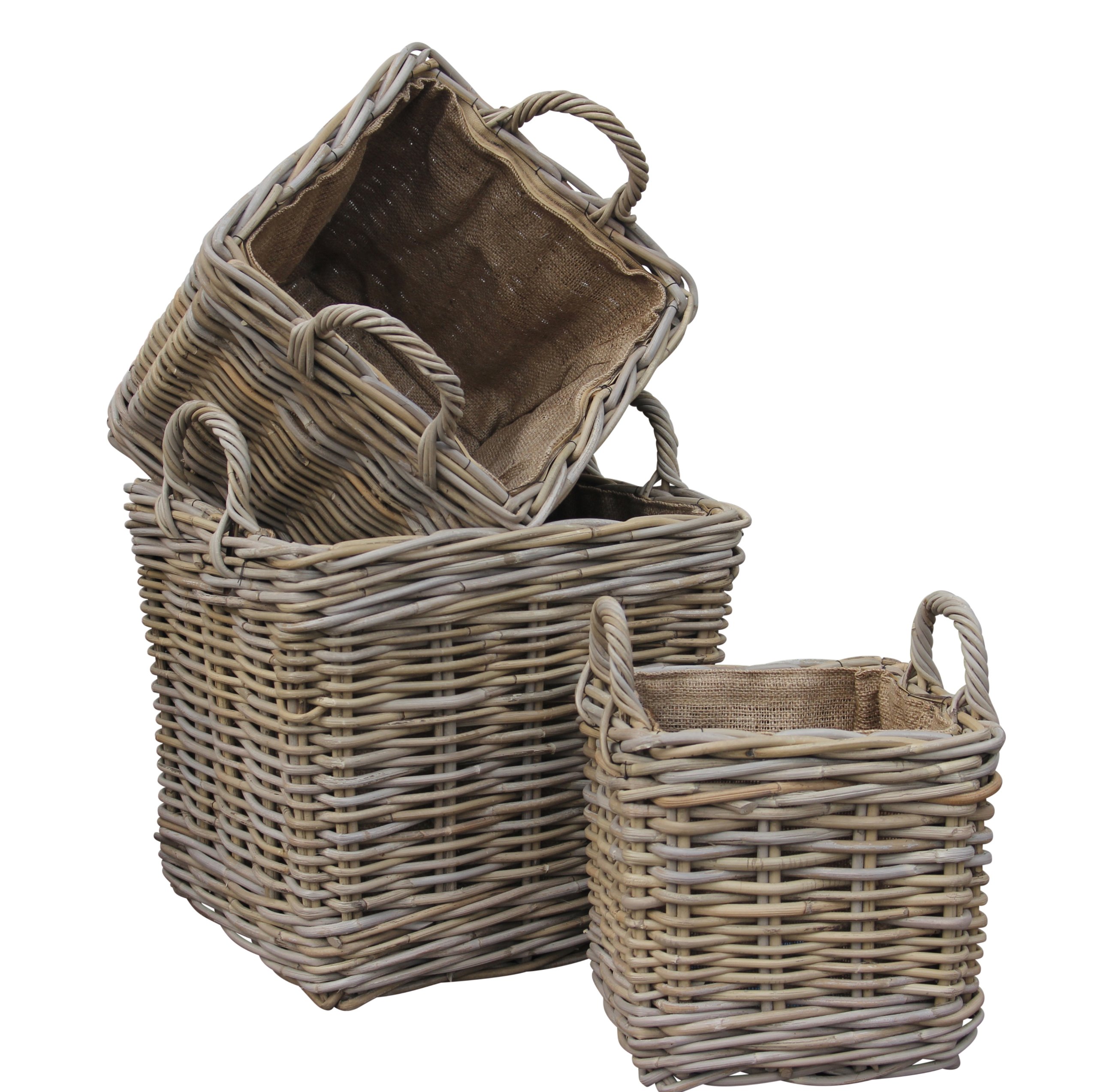 Premium Heavy-Duty Lined Square Log Basket - Rustic Firewood Storage Organizer for Fireplace, Living Room & Outdoor Use