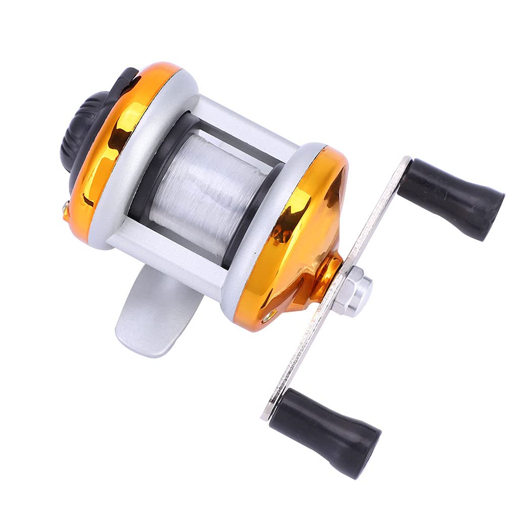 Premium Golden Ice Fishing Reel - Heavy Duty Trolling Wheel with Wire for Winter Ice Fishing | Ideal for Ice Anglers & Cold Weather Fishing Adventures