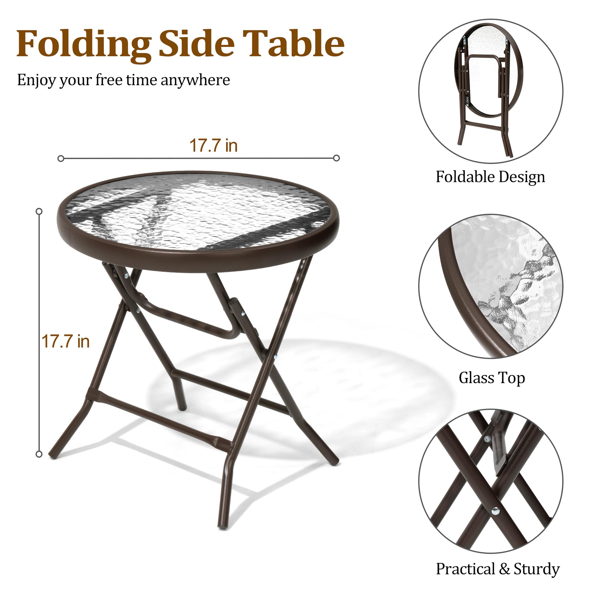 2-Piece Outdoor Side Table Set - Weather-Resistant Small Patio End Tables for Pool, Balcony, Deck & Porch - Brown - Perfect for Outdoor Relaxation & Entertaining
