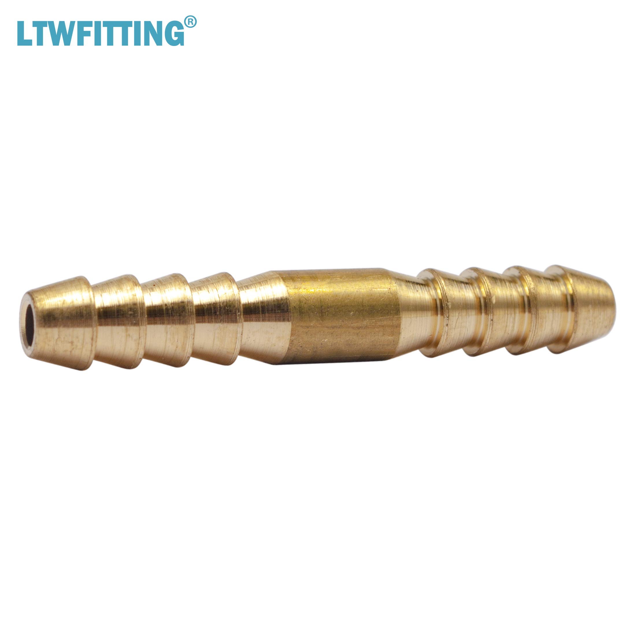 LTWFITTING Brass Barb Splicer Mender 1/8-Inch Hose ID Fitting for Air, Water, Fuel - Heavy Duty Boat & RV Plumbing Connectors (Pack of 50) - Ideal for Marine, Automotive, and Irrigation Systems