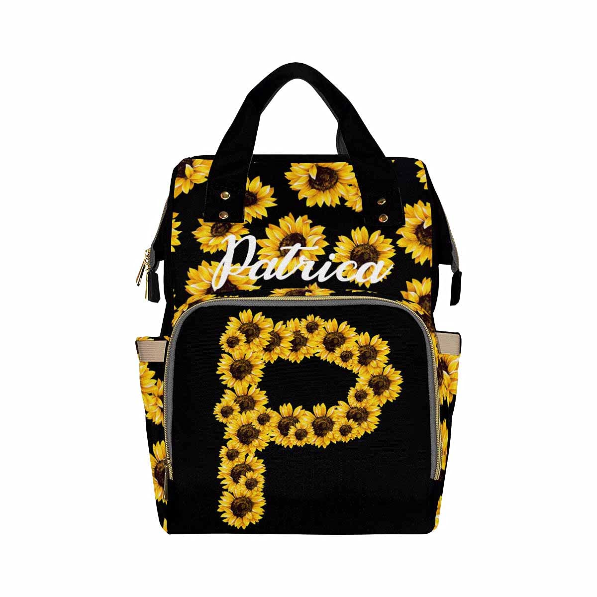 **Personalized Sunflower Diaper Bag for Mom - Custom Waterproof Nursing Tote for Baby Boys & Girls - Multifunctional Baby Essentials Organizer - Perfect for Travel, Outings & Baby Showers**