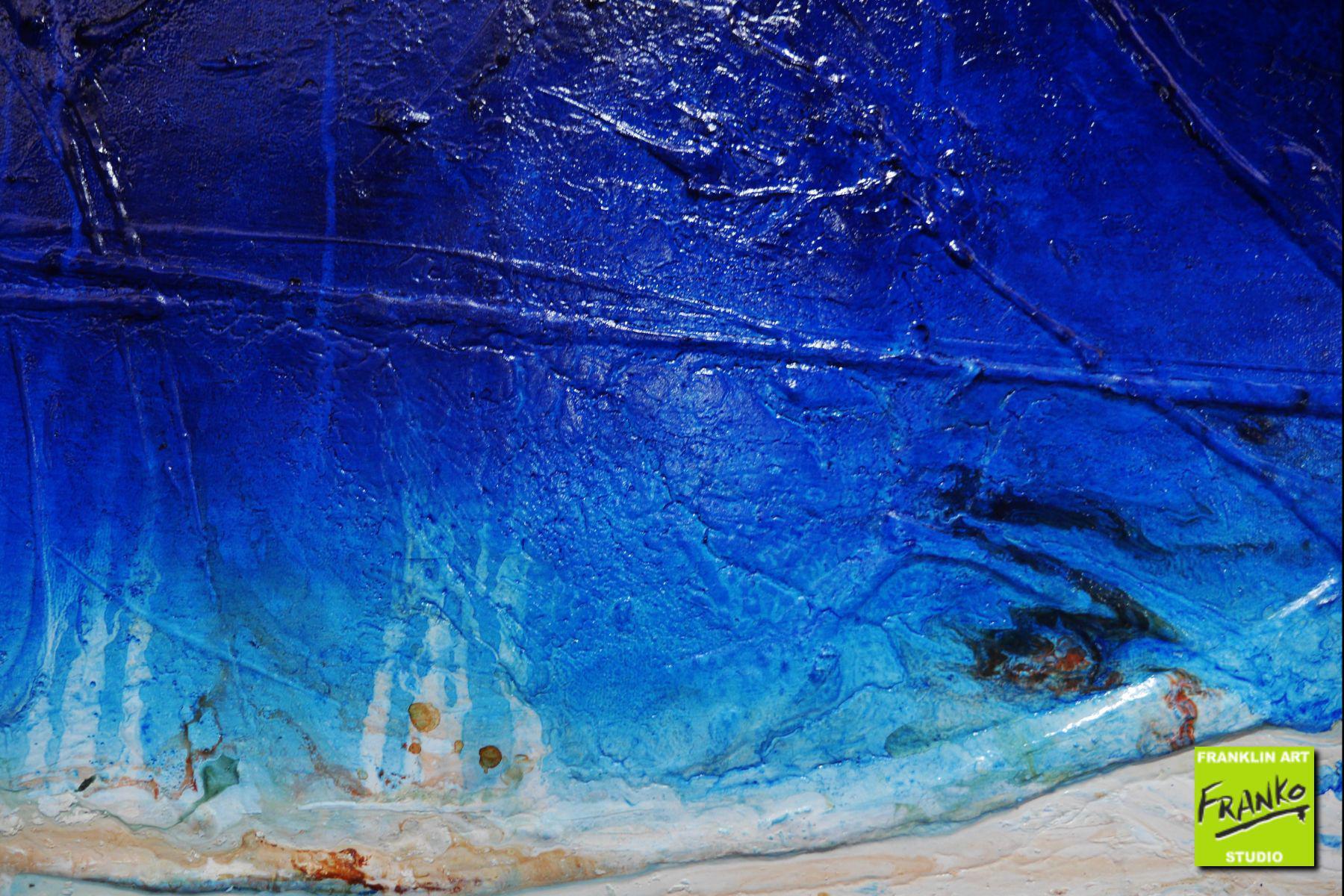 Outback Utopia 240cm x 100cm Blue Brown Textured Abstract Canvas Art - Perfect for Living Room, Bedroom & Office Wall Decor