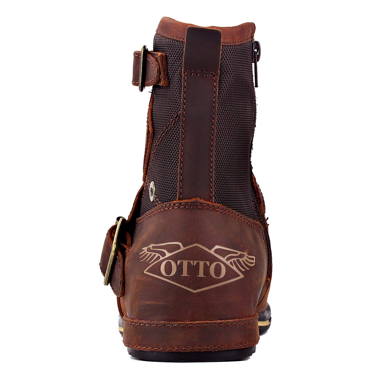 OSSTONE Men's Fashion Leather Chukka Boots - Zipper-Up Moto Boots Casual Shoes OS-5008-1-A | Perfect for Motorcycle Riding, Urban Streetwear & Everyday Wear