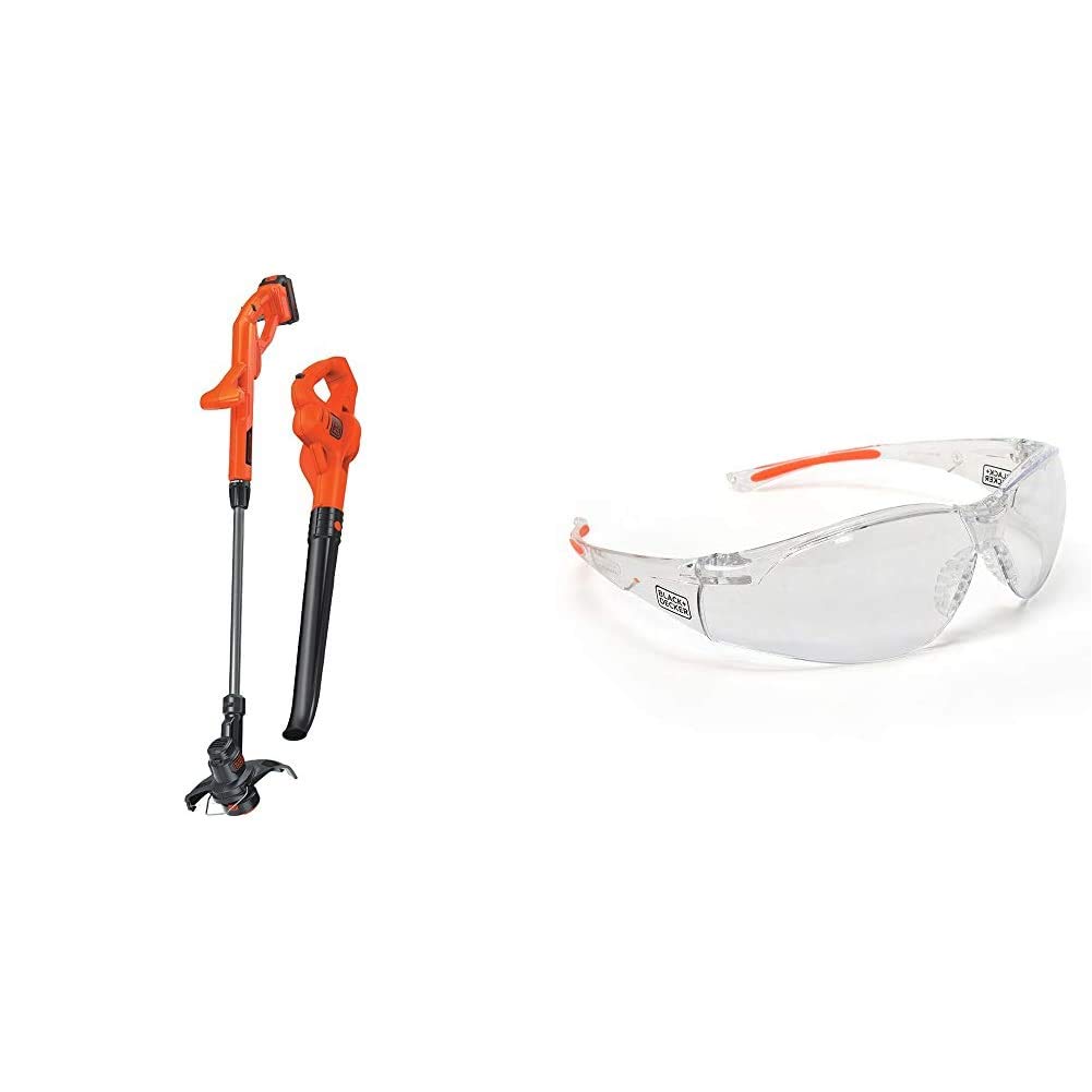 BLACK+DECKER 20V MAX Cordless String Trimmer & Edger with Sweeper Combo Kit - Lightweight Lawn Care Tools with Safety Eyewear (LCC221 & BD250-1C) - Perfect for Yard Maintenance, Grass Trimming, and Edge Cleaning
