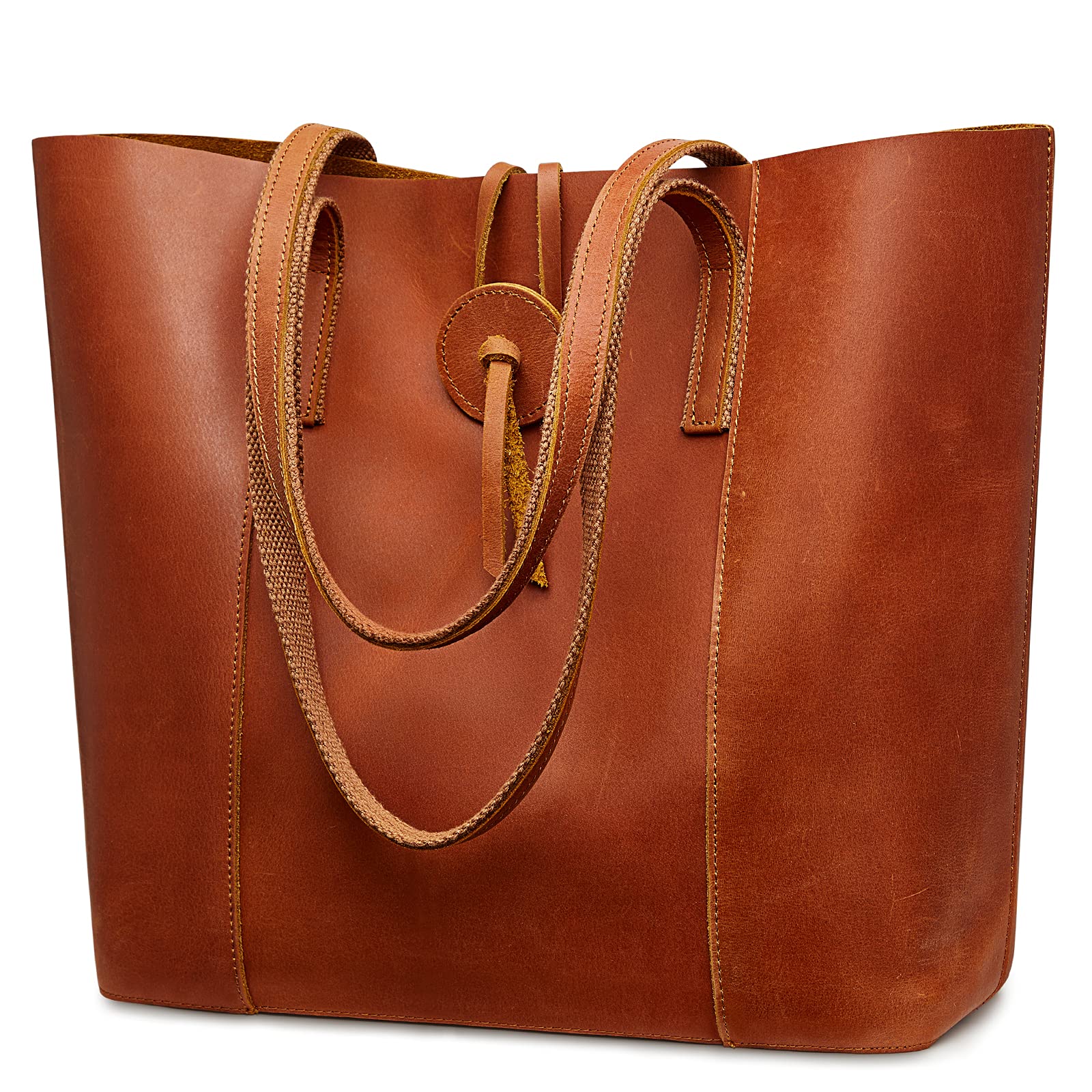 Vintage Genuine Leather Tote Bag for Women - Large Shoulder Purse Handbag - Perfect for Work, Travel & Everyday Use